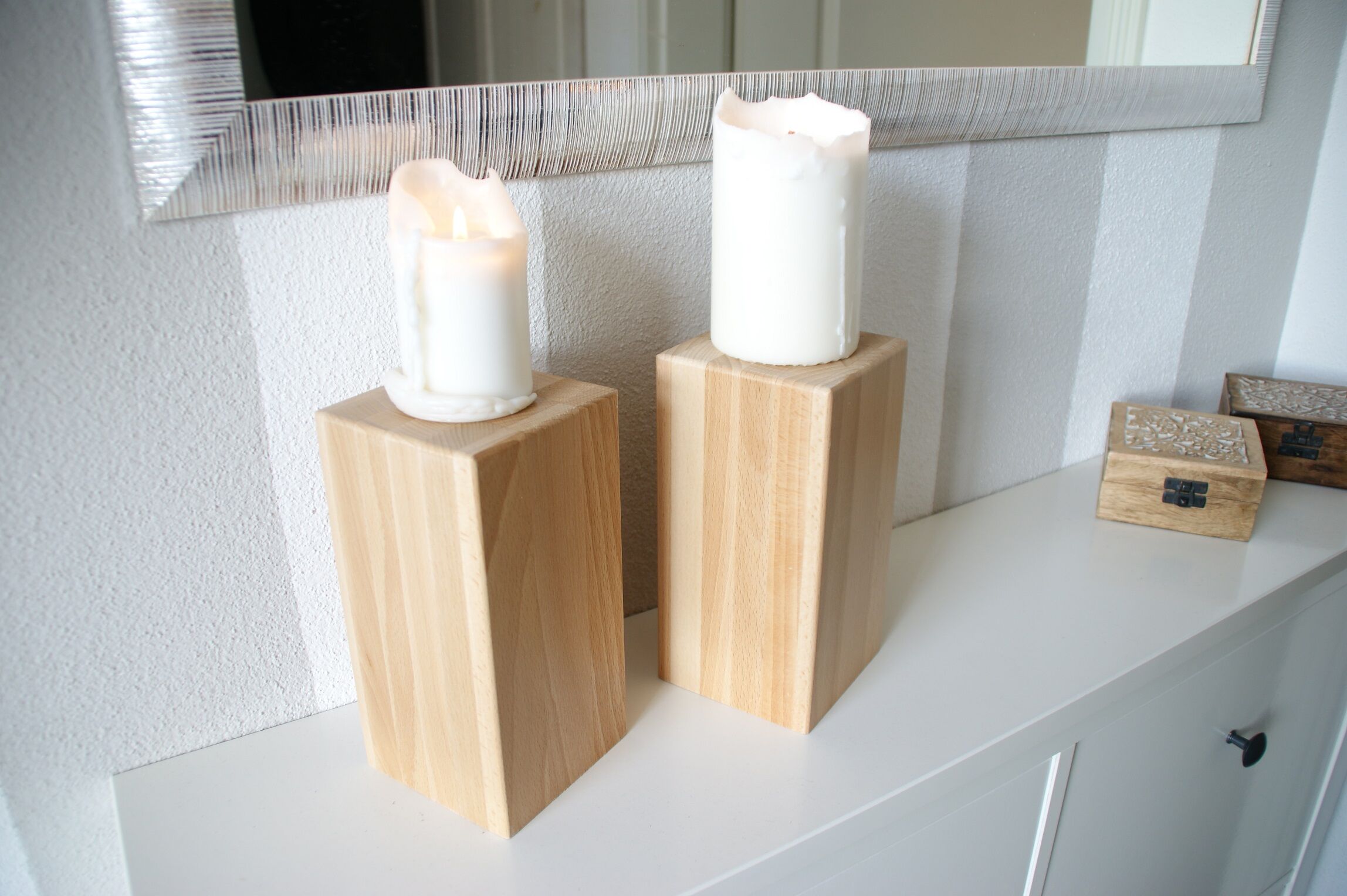 Kerzen, Holzständer, Weiß, Kerzenhalter, Dekoration, Skulpturensockel-Möbelfüsse