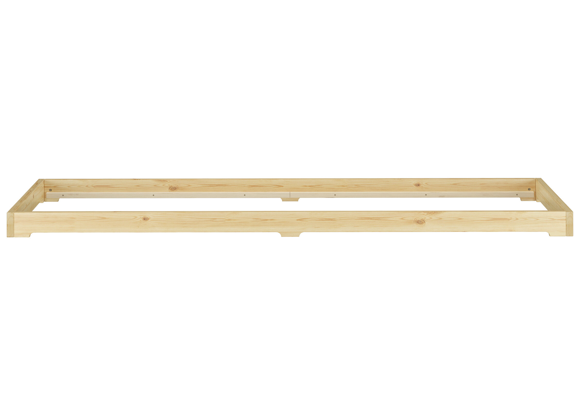 Holzbettkante, Bettgestell, Holzrahmen, Bettrahmen, Holzbalken, niedriges Holzgestell für Bett Kiefer natur