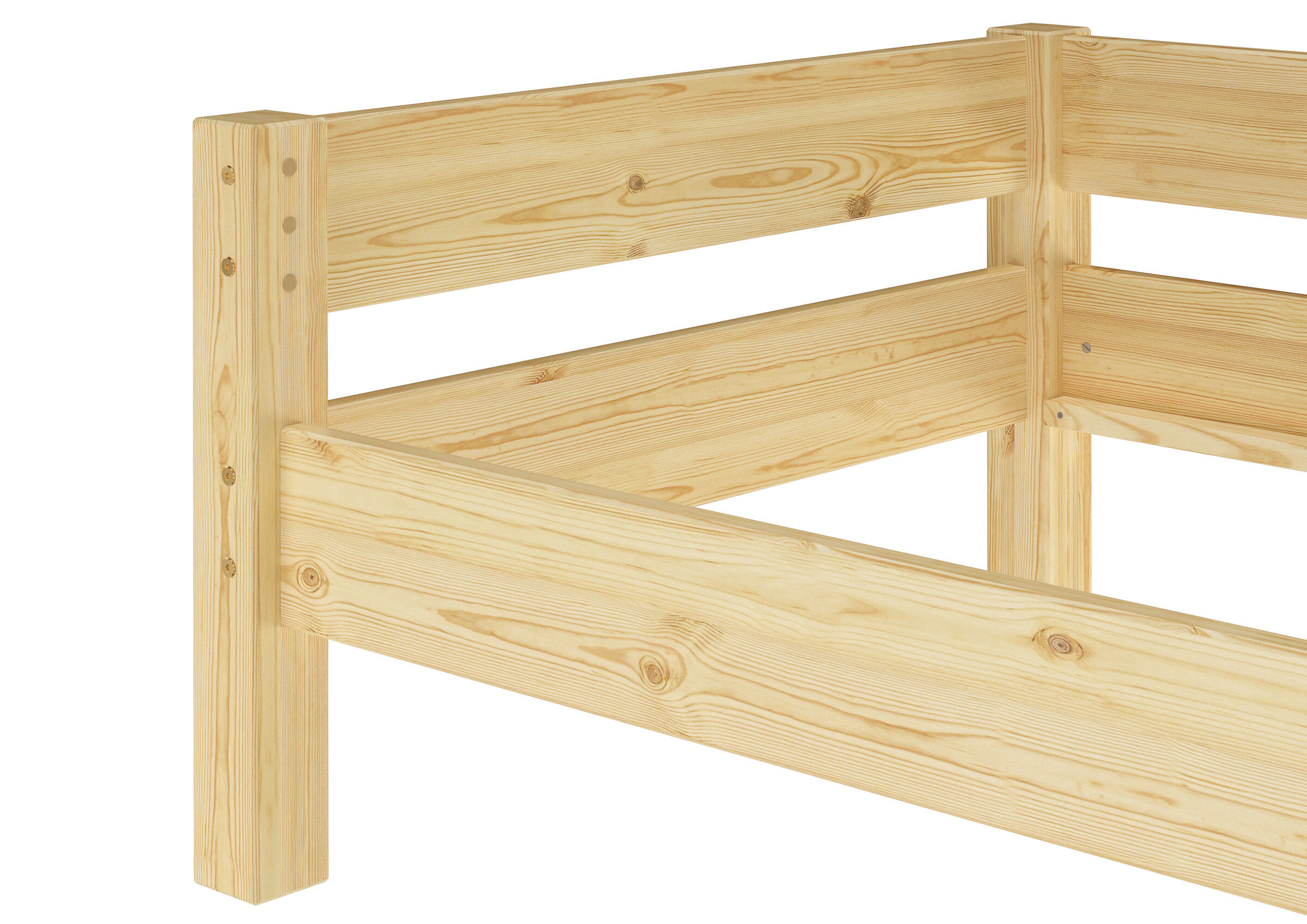 Holzbett, Holzlatten, Bettgestell, Naturholz, Holzkonstruktion, Einzelbett Kiefer natur