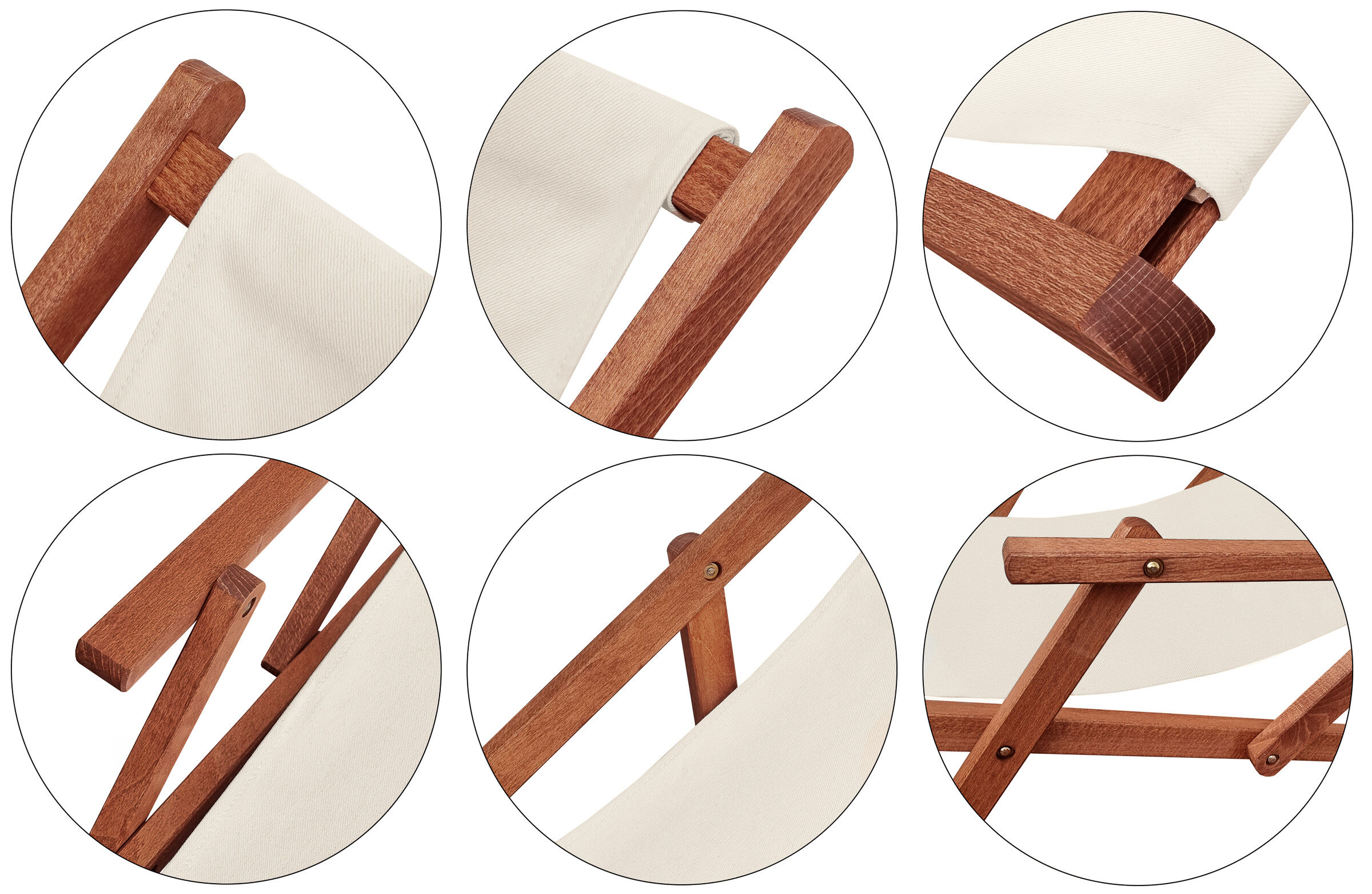 Leinwand, Holz, Mobiliar, Inneneinrichtung, Kissen, Buche-Gestell des Strandstuhls mit Stofffarbe weiß/creme