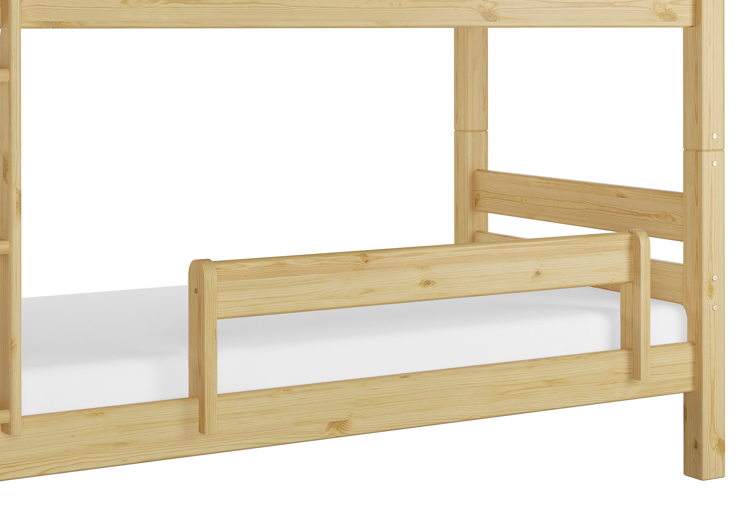 Holzbettgestell, Etagenbett, Kiefernholz, Naturholz, Holzlattenbett, Kindersicherung