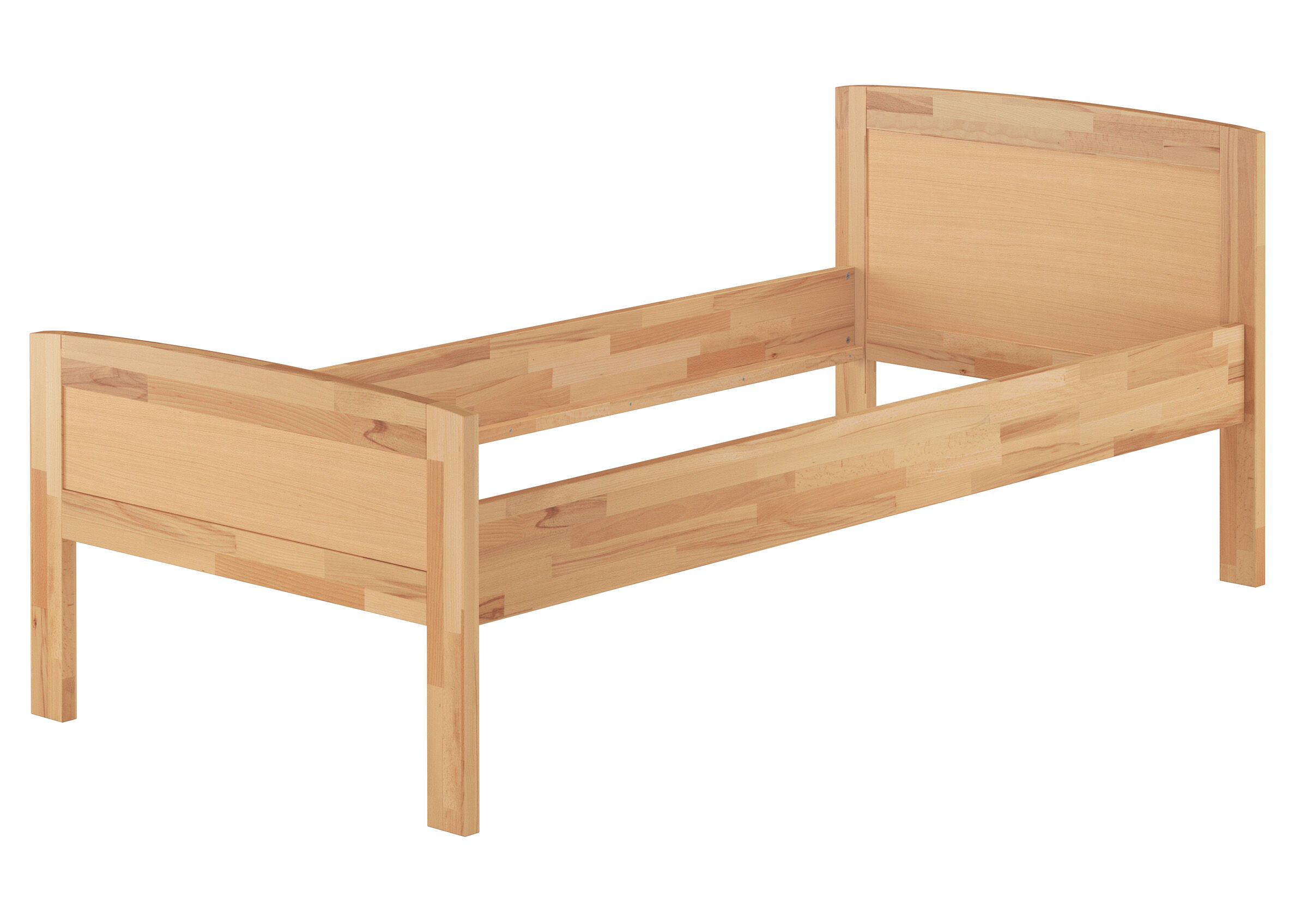 holzbettrahmen, einzelbett, kantiges design, naturholz, bettrahmen, Bettrahmen Buche massiv