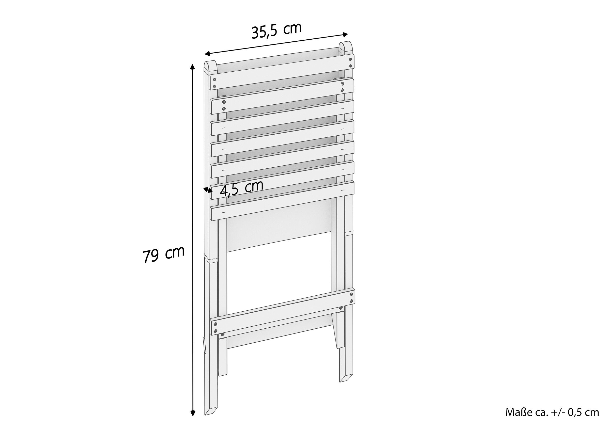 Holzstuhl, Klappliege, Leiter-Regal, Holzlatten, Maße 79 cm, Skizze