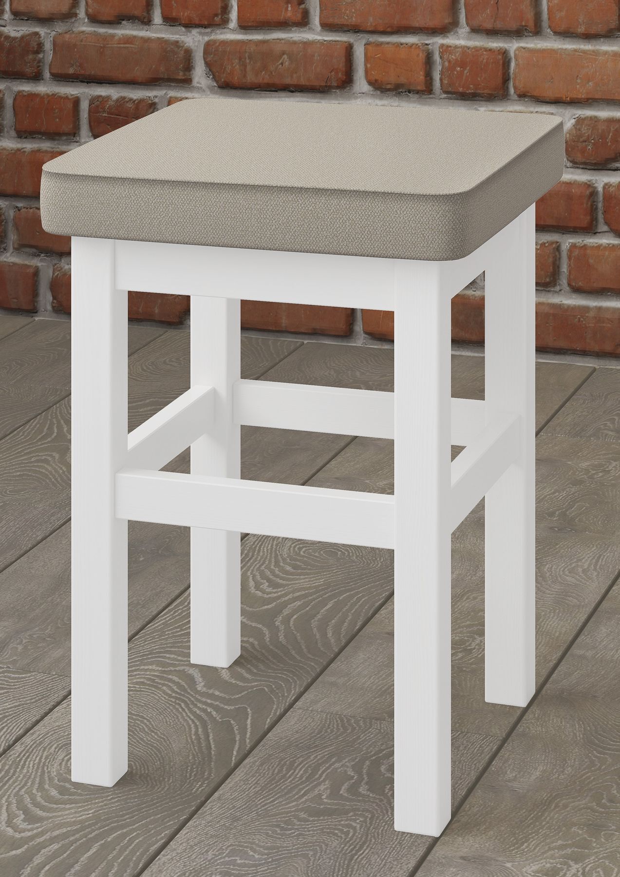 Barhocker, Stuhl, Weiß, Holz, Kissen,
