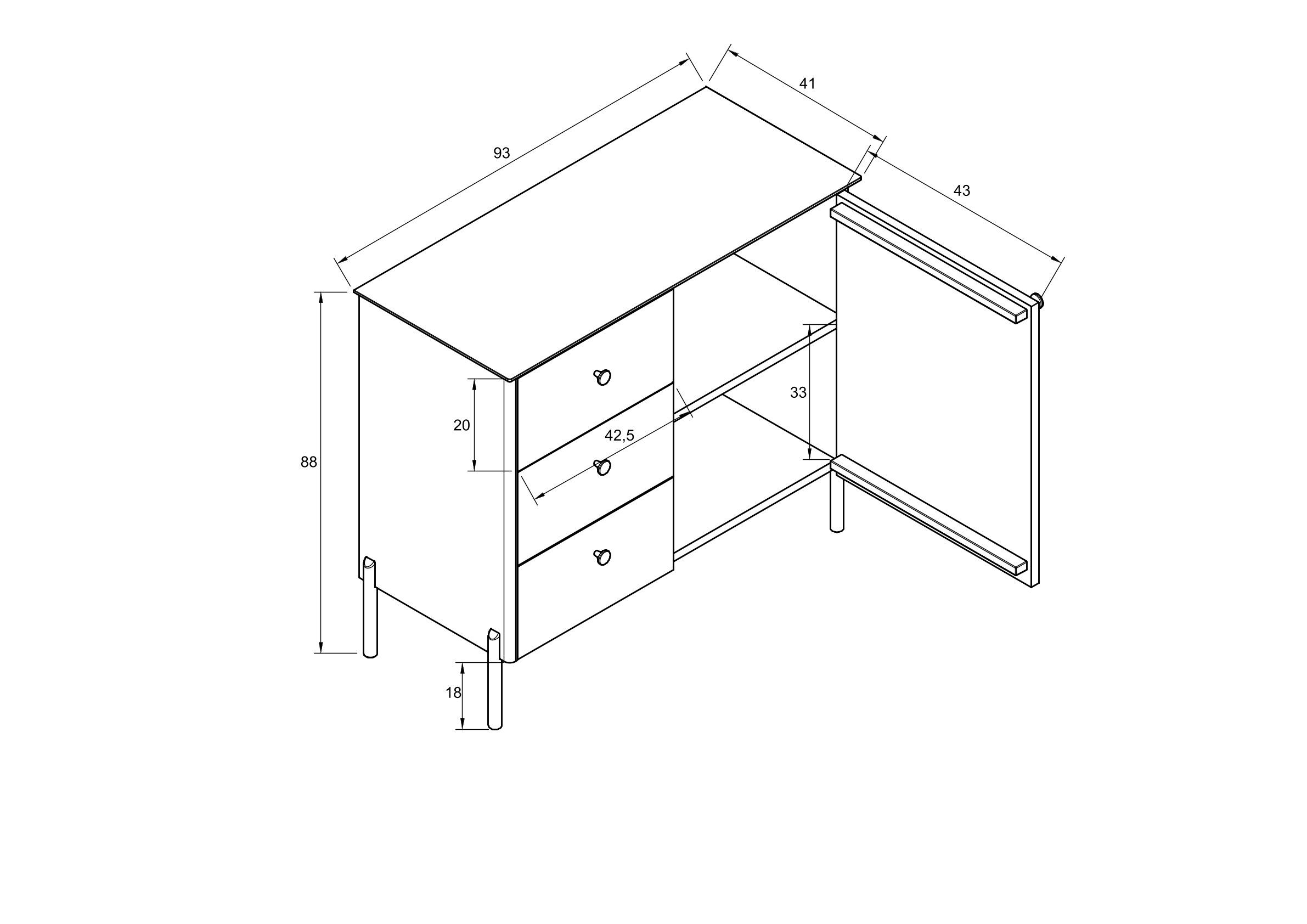 Schublade, Mobiliar, Kabinett, Maße des Massivholz-Schranks