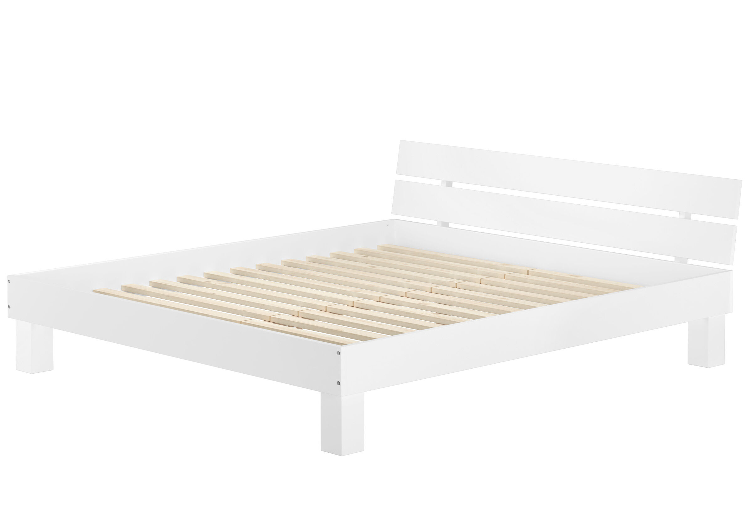 bettgestell, holzlatten, weiß, holzbett, stabbrett, Schlichtes Futonbett 200x200 mit Rollrost