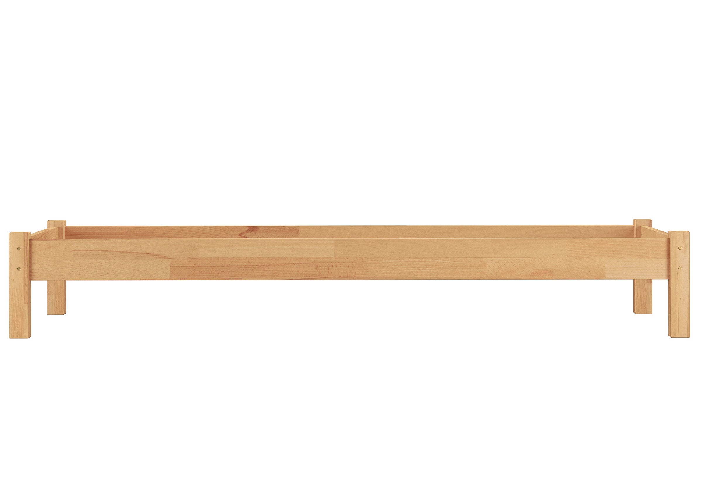 Holzbett, Holzbett, Bett, Fundament, Holzlattenbett, Seitenansicht Buche Bettgestell