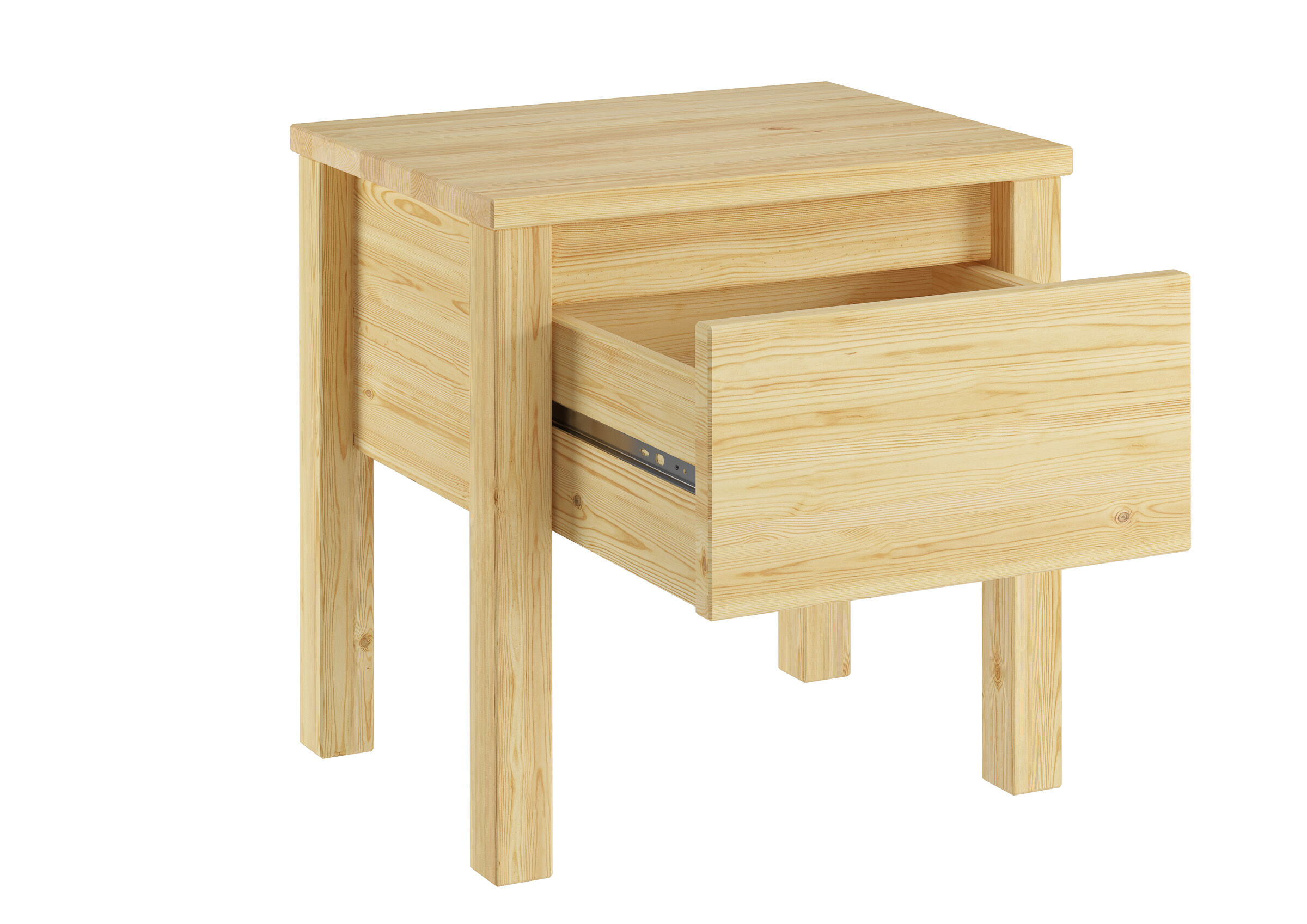 Beistelltisch, Holz, Schublade, Naturholz, Blocktisch, Nachttisch mit Schublade Kiefer natur
