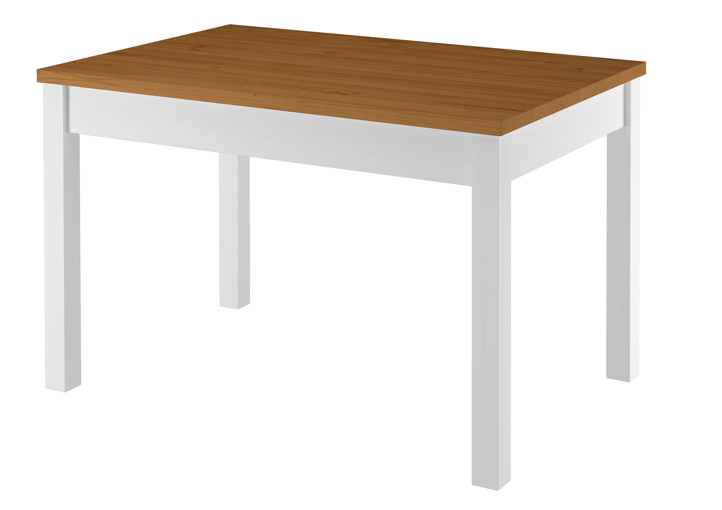 Esstisch, Holztisch, weißer Rahmen, Holzplatte, Kantenschutz, Esstisch mit Tischplatte in Eiche Optik
