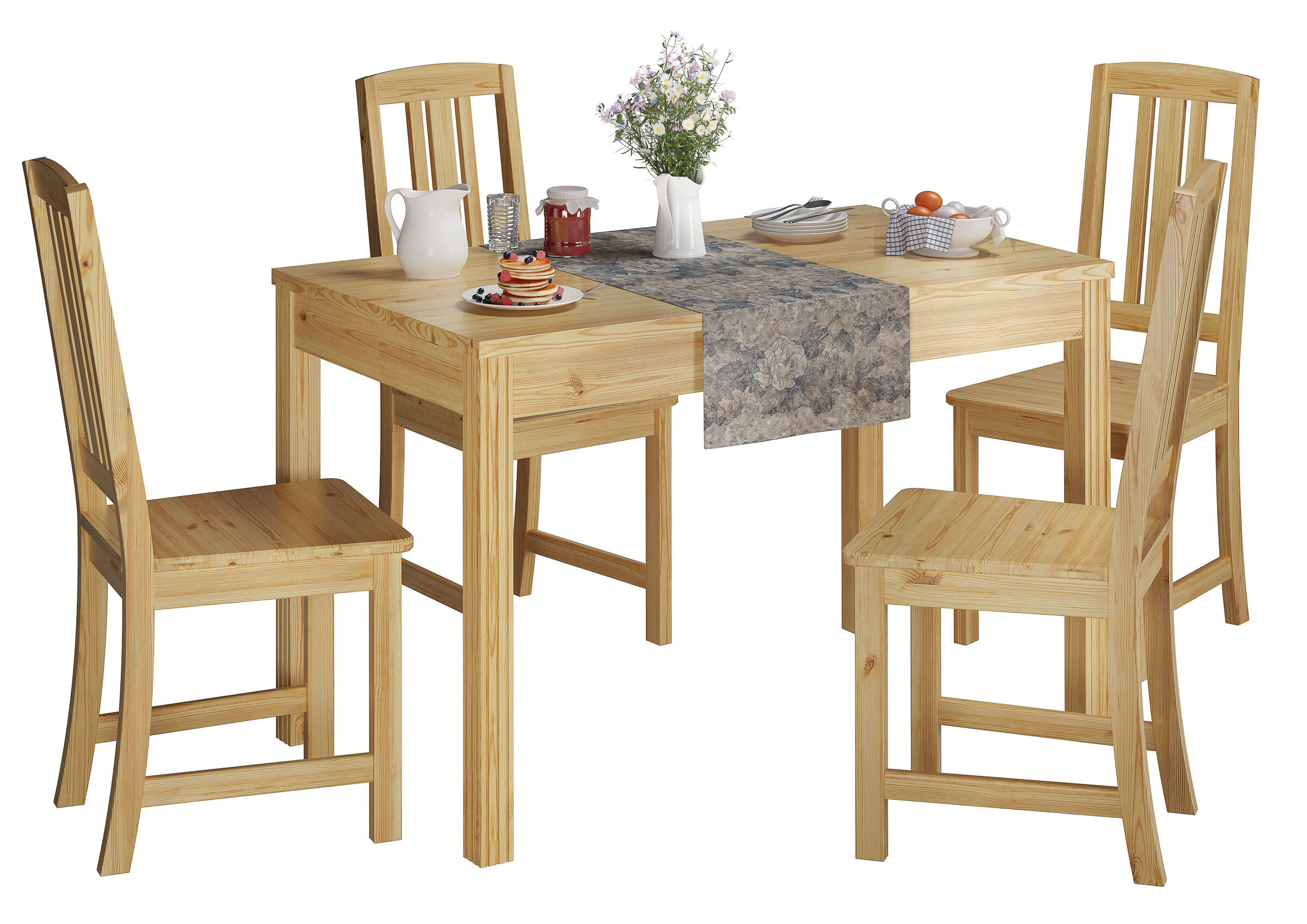 Esstisch, Holztisch, Küchenstuhl, Naturholz, Tischauflage,