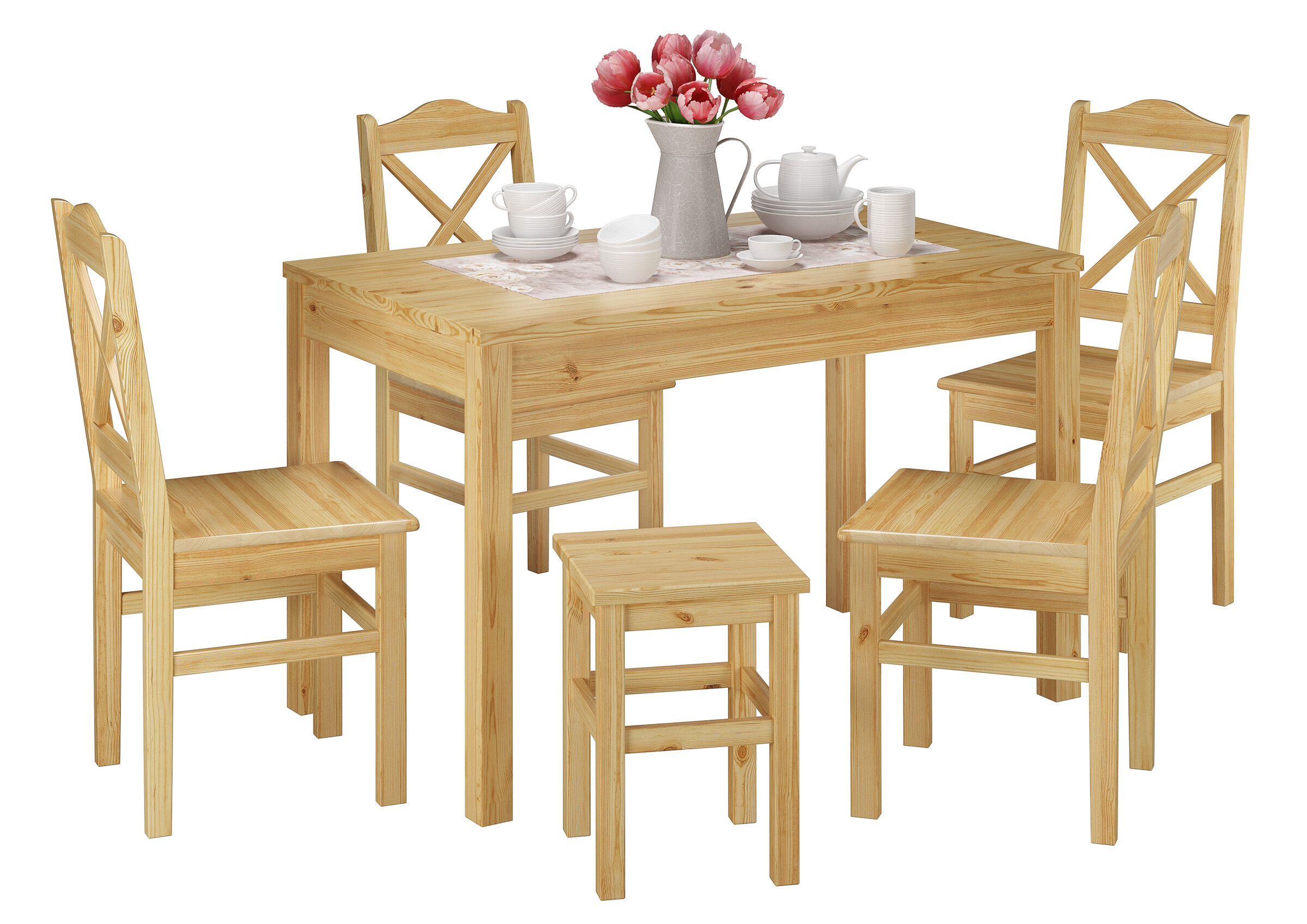 Esstisch, Holztisch, Sitzgruppe, Küche, Stühle aus Holz, Esszimmermöbel-Massivholz