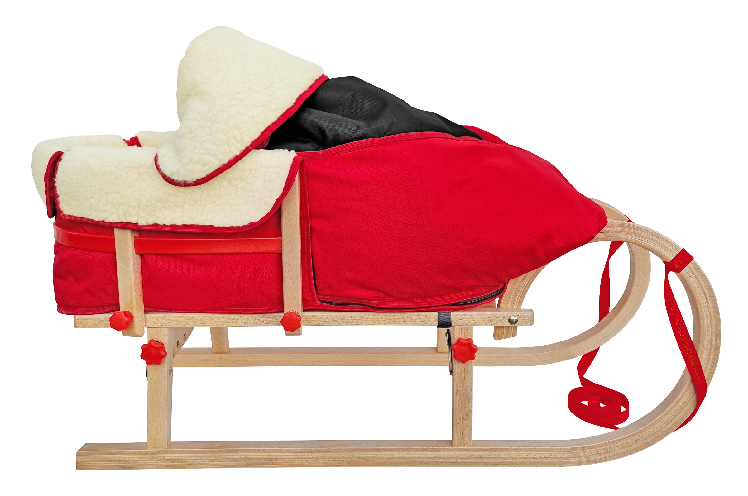 Hornschlitten mit Rückenlehne roter Kinderfußsack Krippe, Mobiliar, Bett für Säuglinge, Bett,