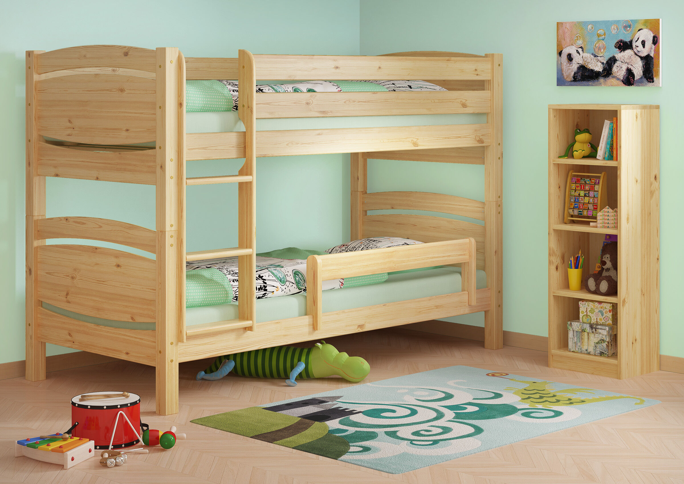 holzbetten, stockbett, jugendzimmer, naturholz, kinderzimmer, Kindersicherung Kiefer