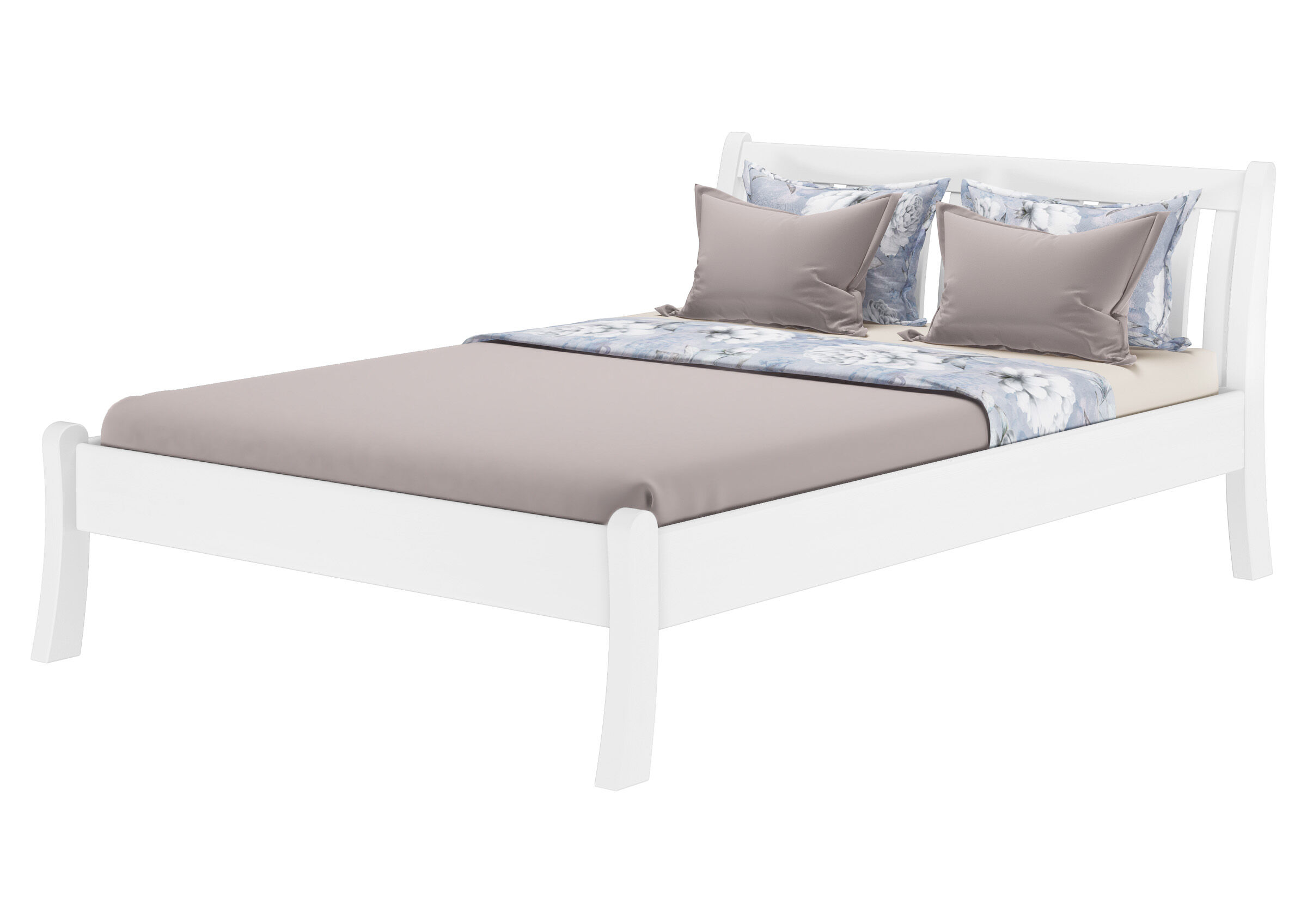 holzbettr, bettgestell, weißes bett, kopfteil, gestell, Modernes Kiefer Bett weiß