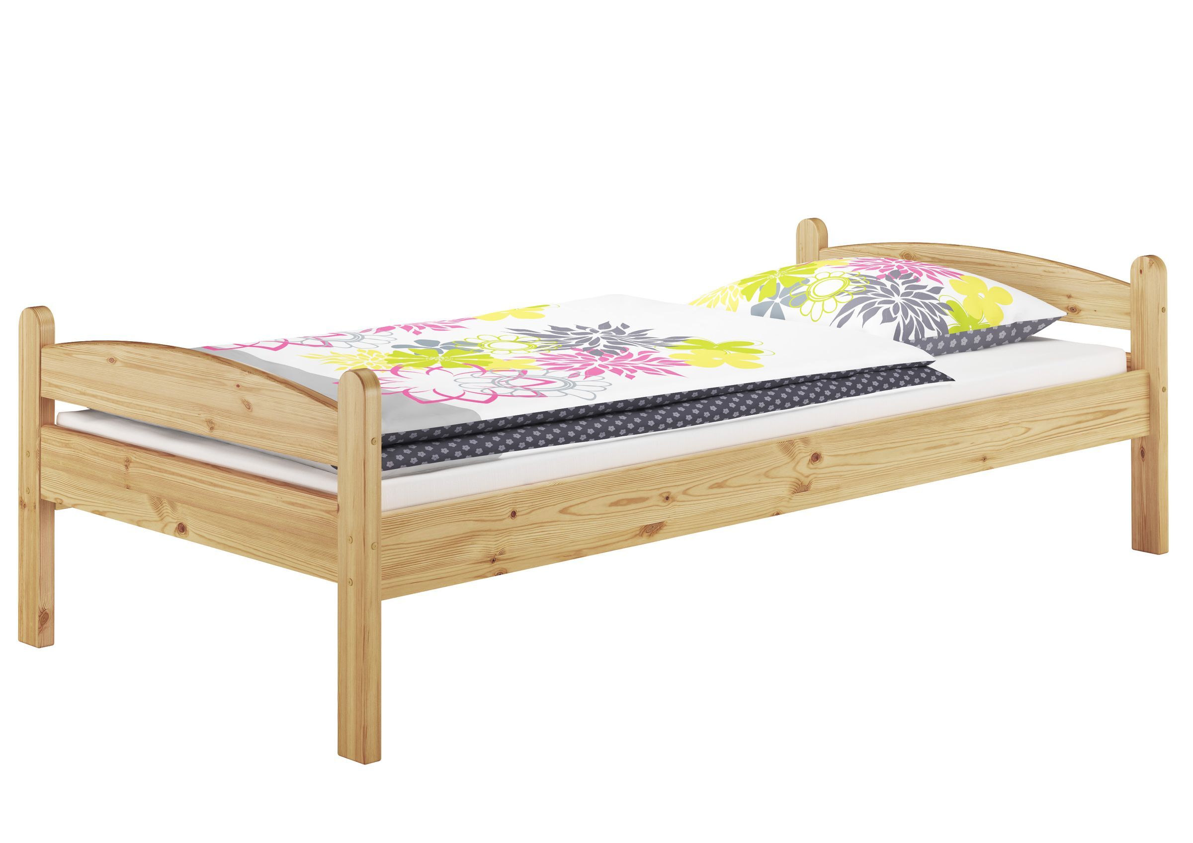 holzbett, einzelbett, holzrahmen, frühlingsfarben, bettwäsche-sets, Holzbett Kiefer natur mit Matratze