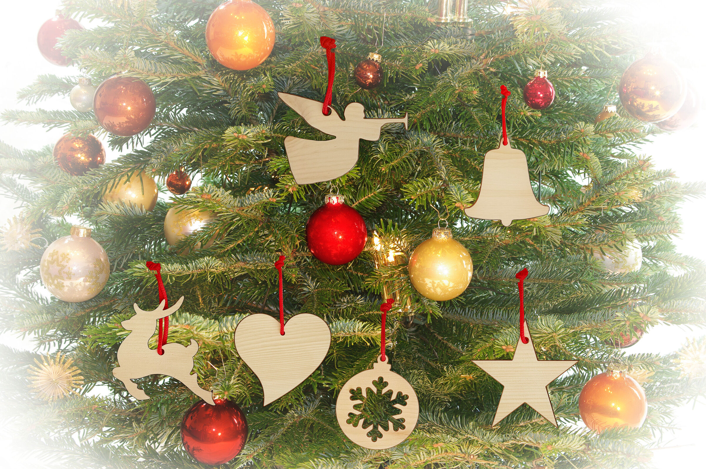 Weihnachtsbaum, Ornament, Holzschmuck, Kugel, Bellen, Christbaum Schmuck Zirbenholz