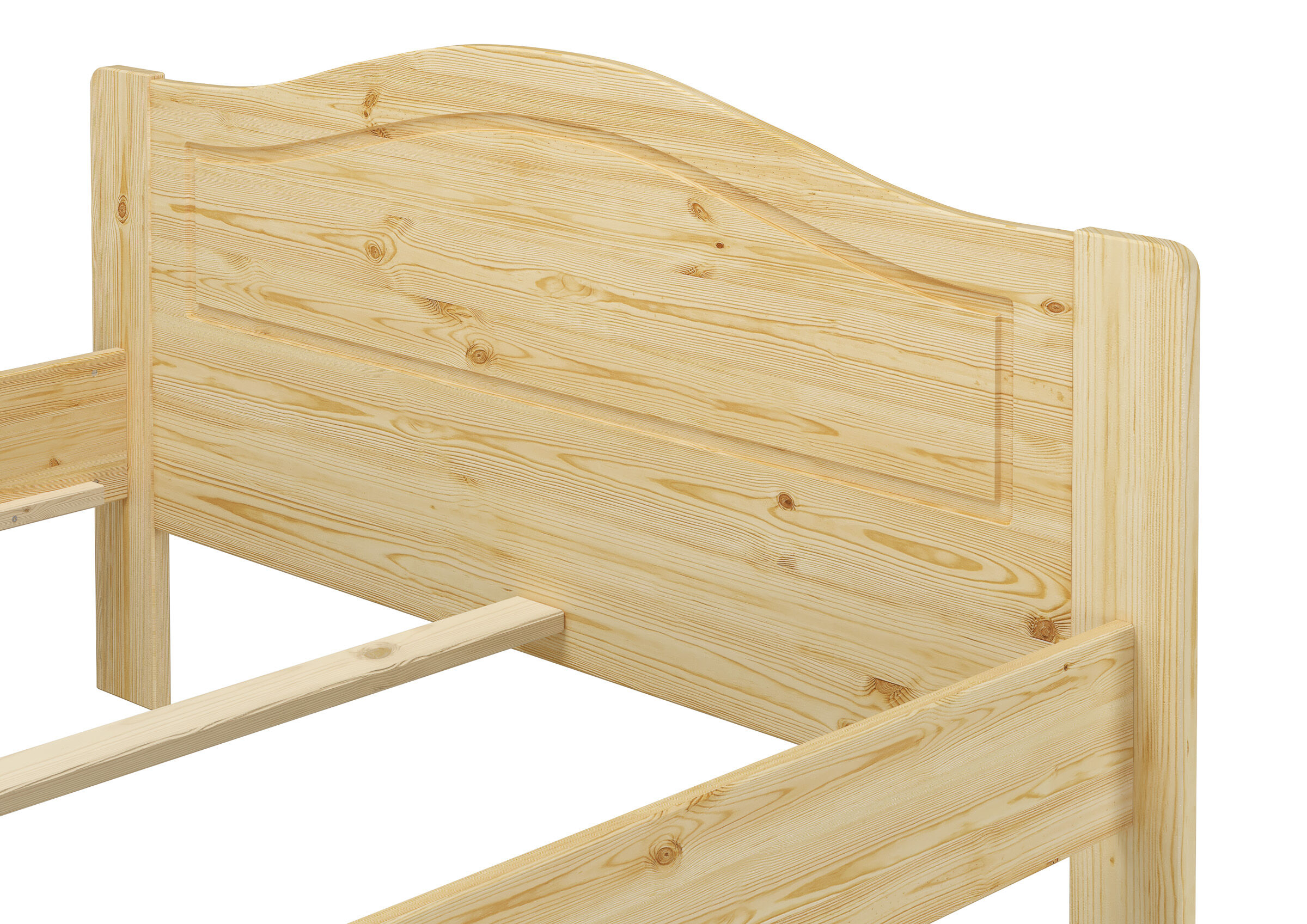 Holz, Bett, Naturholz, Kopfteil, Holzbettrahmen, Detailbild Kiefer Kopfteil