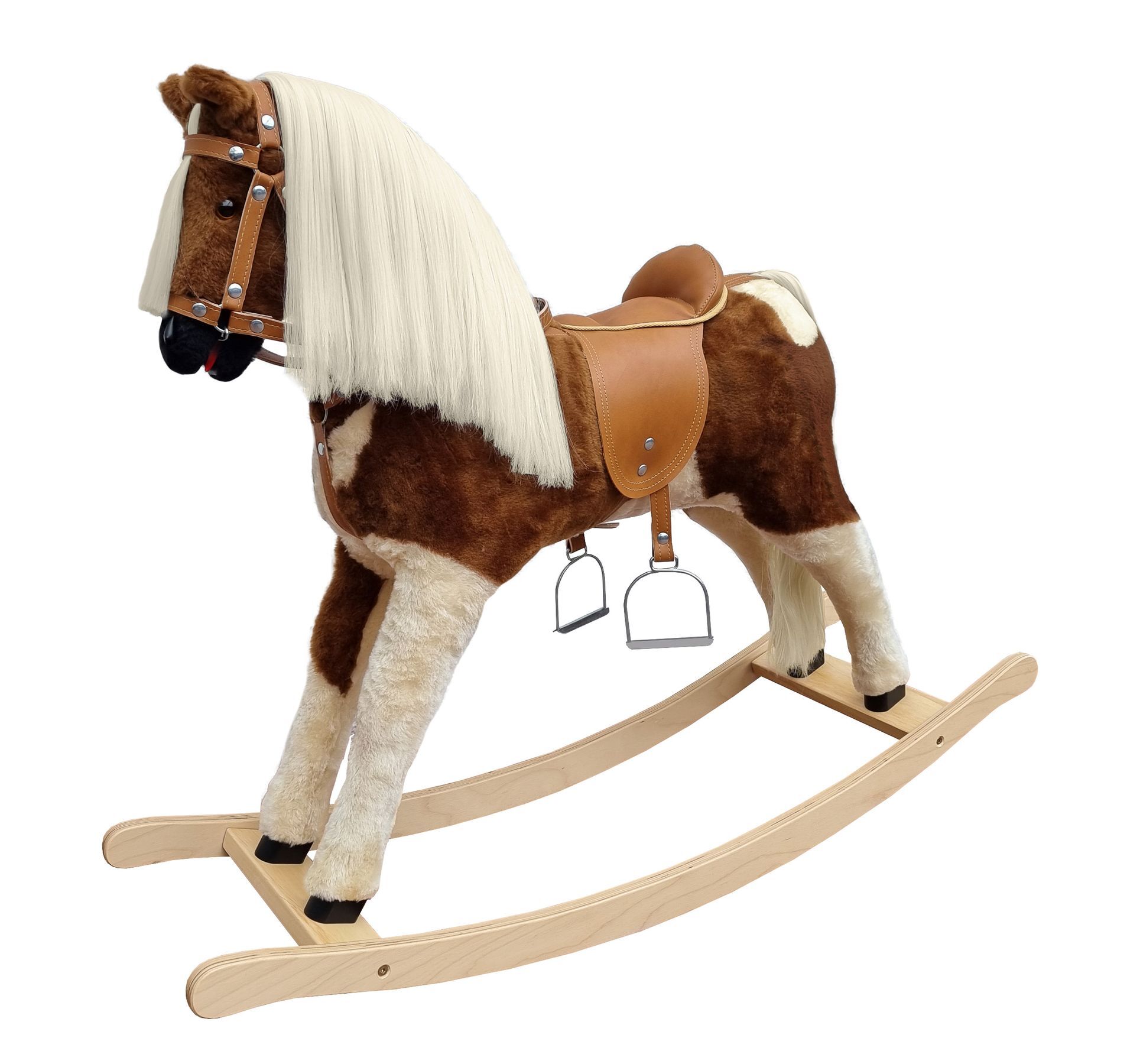 Pony, Pferdchen, Sattel, Leder-Sattel, Holz-Schaukelpferd, Holzschaukelpferd auf Kufen