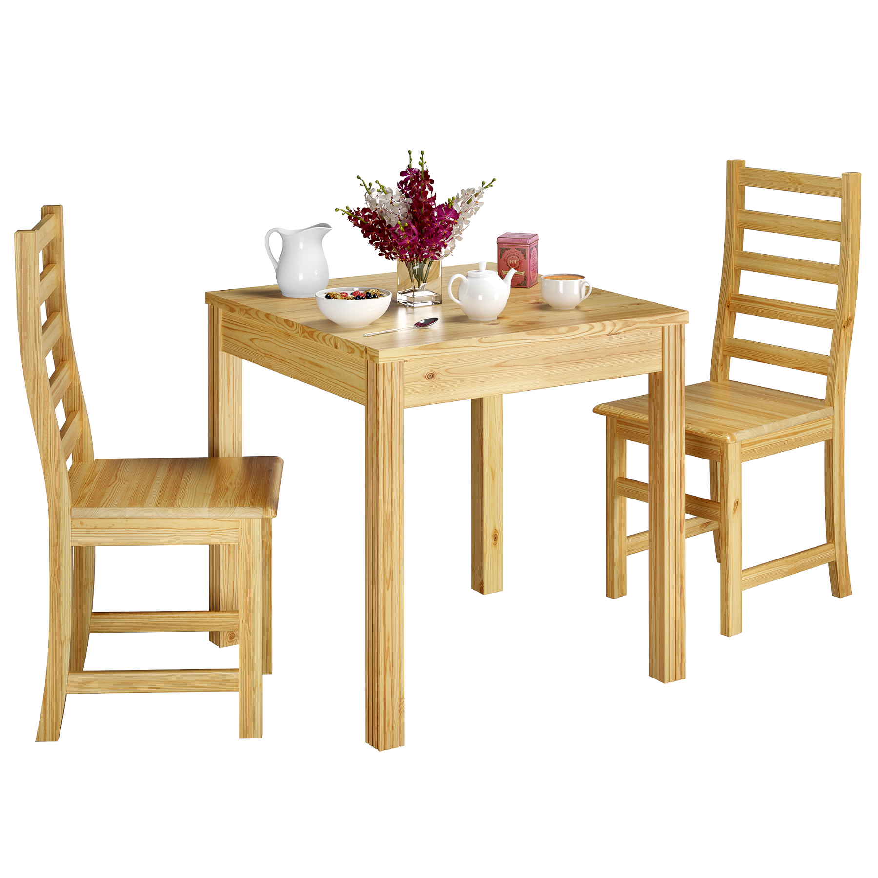 Esstisch, Holztisch, Holzstuhl, Beige Holz, Küchentischset,