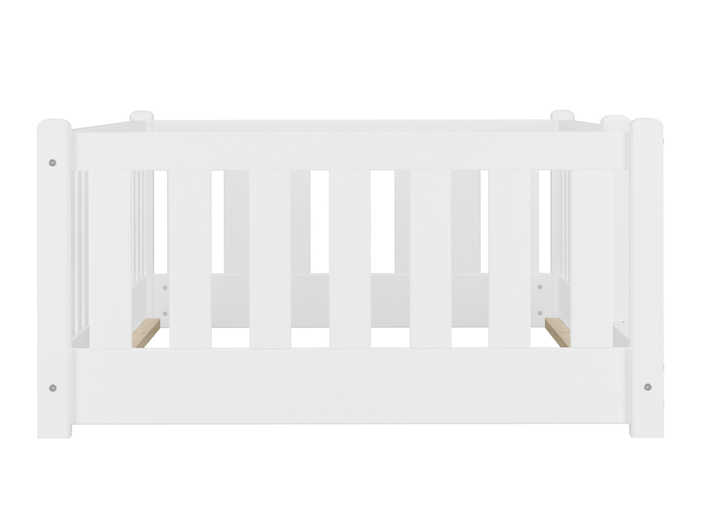 babybed, krippe, weiß, holz, latten, Flaches Kinderbett 90x200 mit Rundumsicherung