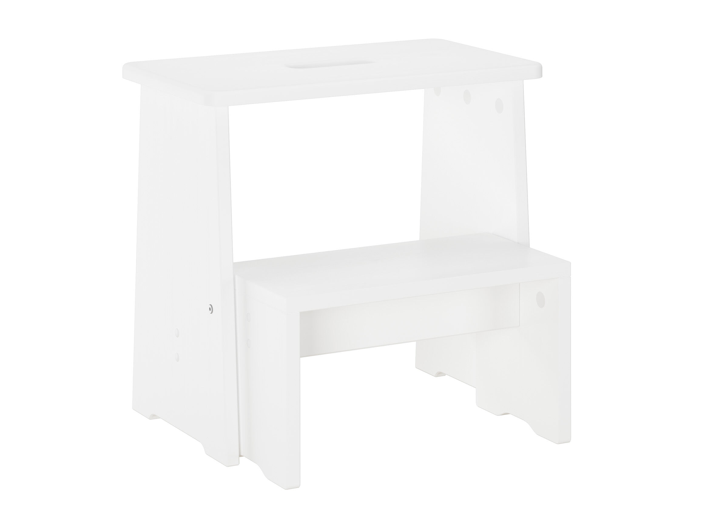 Kinderhocker, Kinderwerkbank, Holzwerkbank, weiß, Spielzeugmöbel, Weißer Hocker aus Kiefer