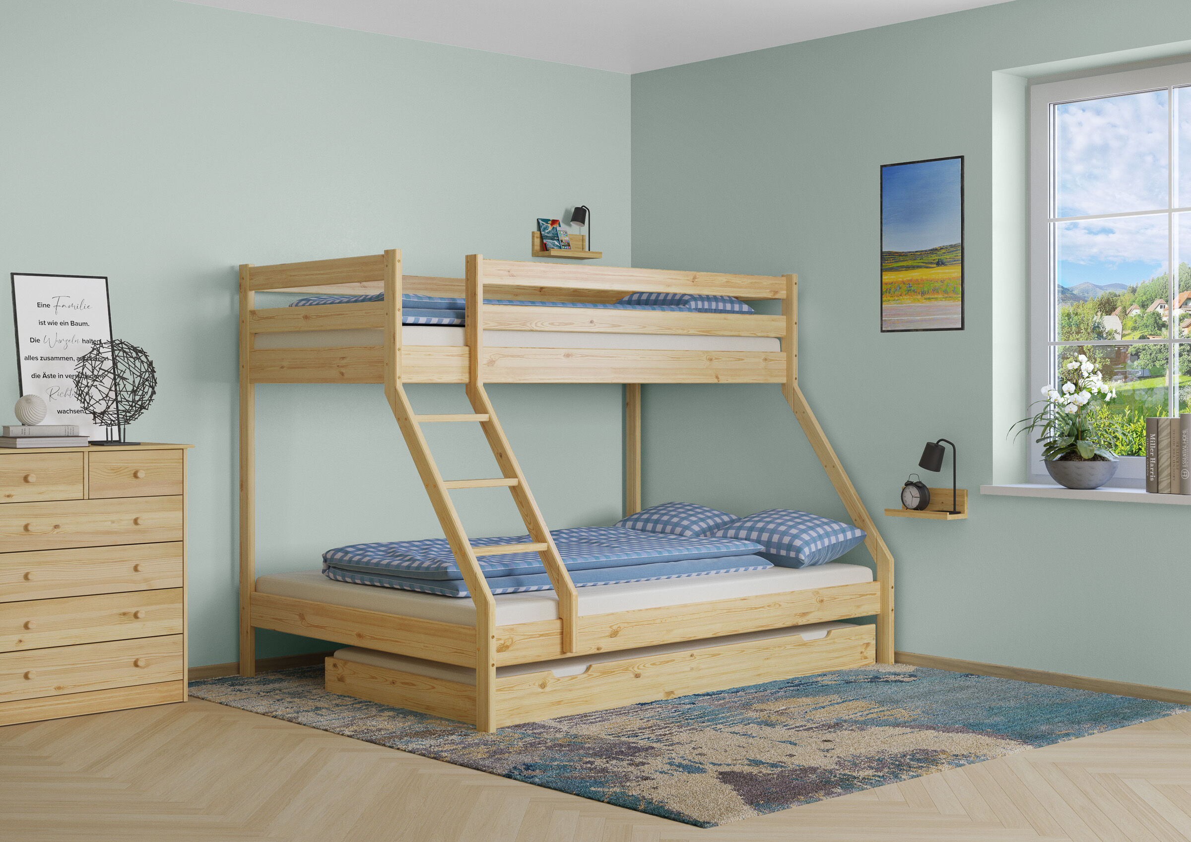 S7 als Schlafplatz Moebel, Bett, Hochbett, Innenarchitektur, Inneneinrichtung, Gästebettkasten S7
