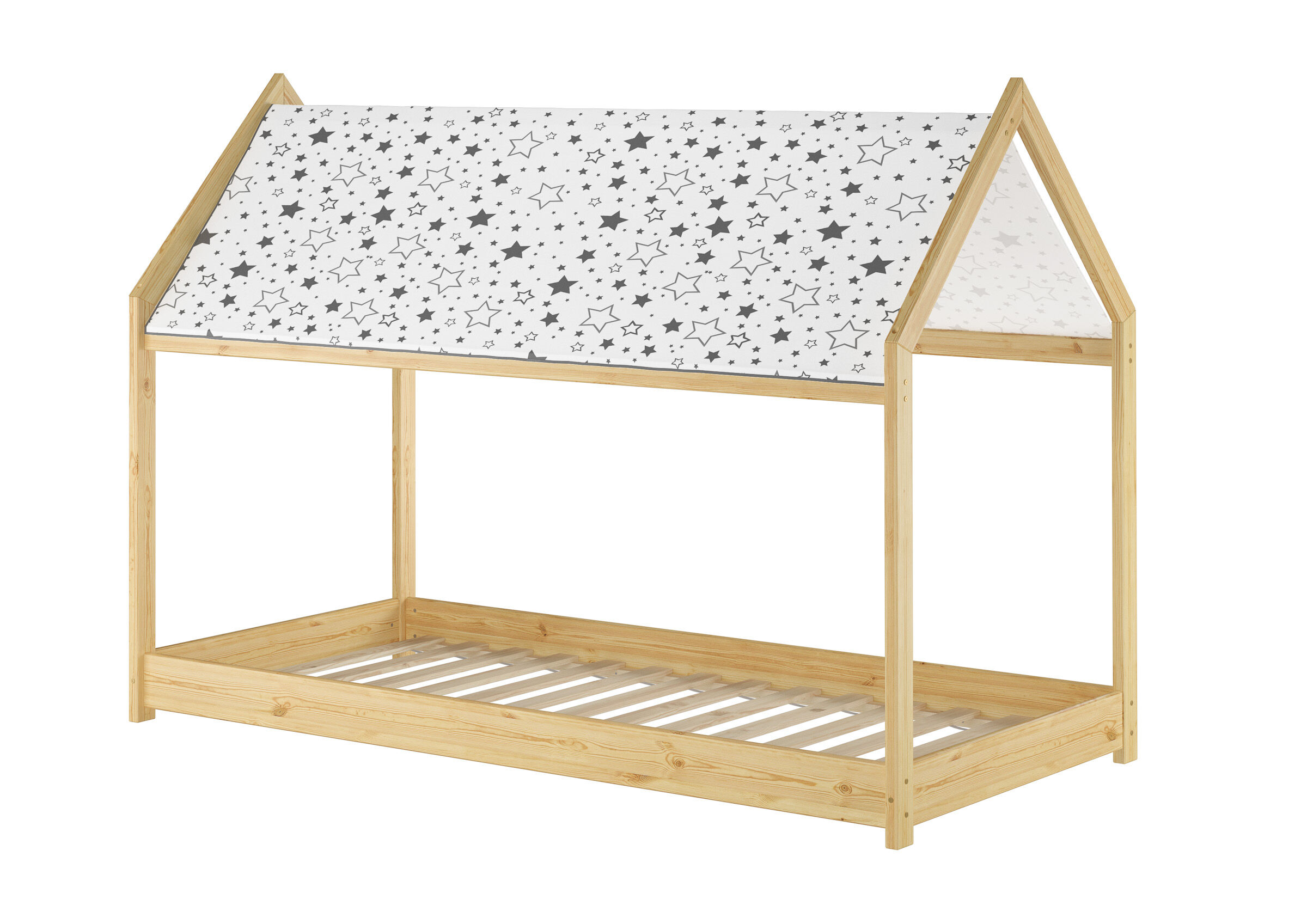 Kinderspielbett mit Rollrost Sternendach-Kinderbett 90x200 cm