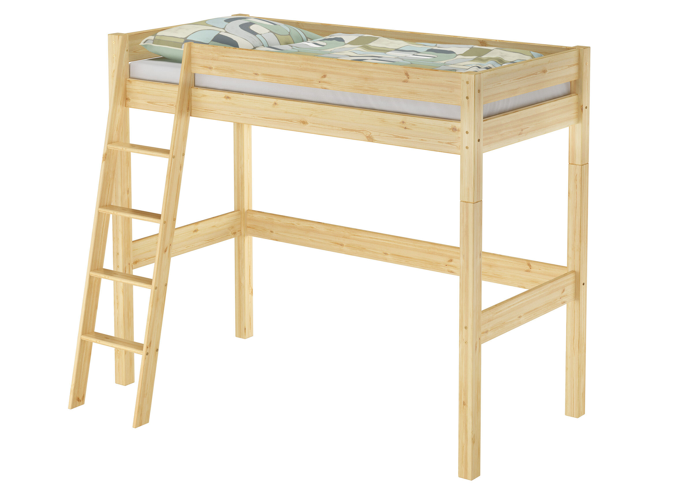 Hochbett, Holz, Holzbett, Leiter, Kinderbett?, Hochbett für Jugendliche mit offenem Platz unten