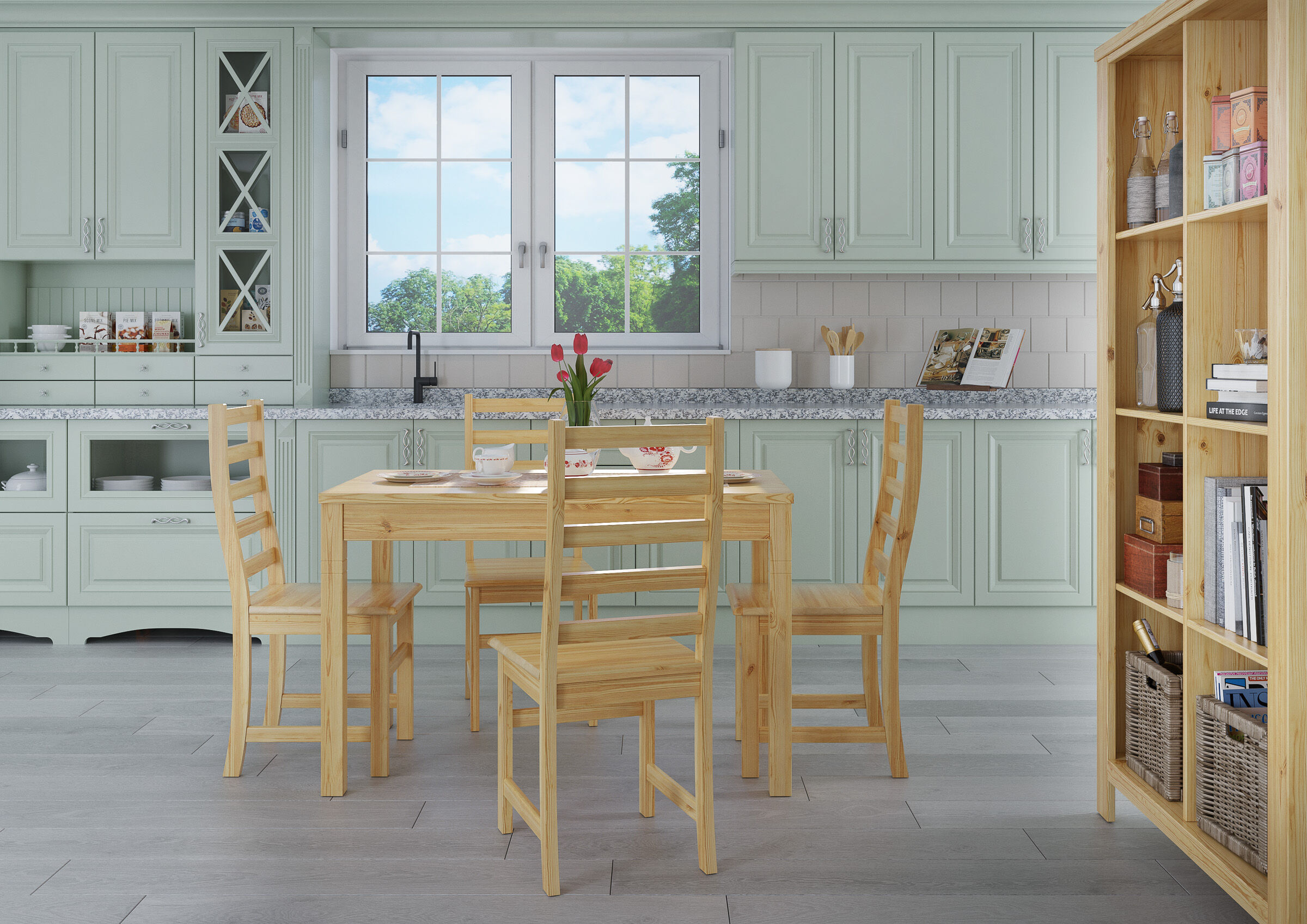 küche, kücheneinrichtung, küchentisch, stuhl, holz, Tisch Kiefer massiv 4-6 Personen