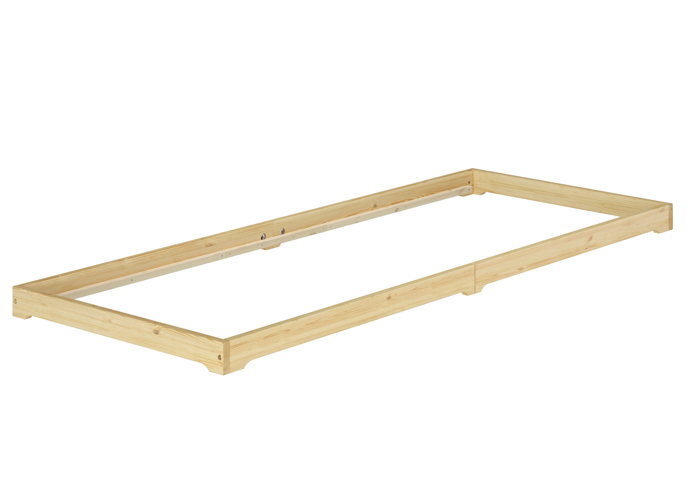 Elegantes Vollholzbett 100x220 aus Kiefer Niedriges Einzelbett 100x220 aus Kiefer