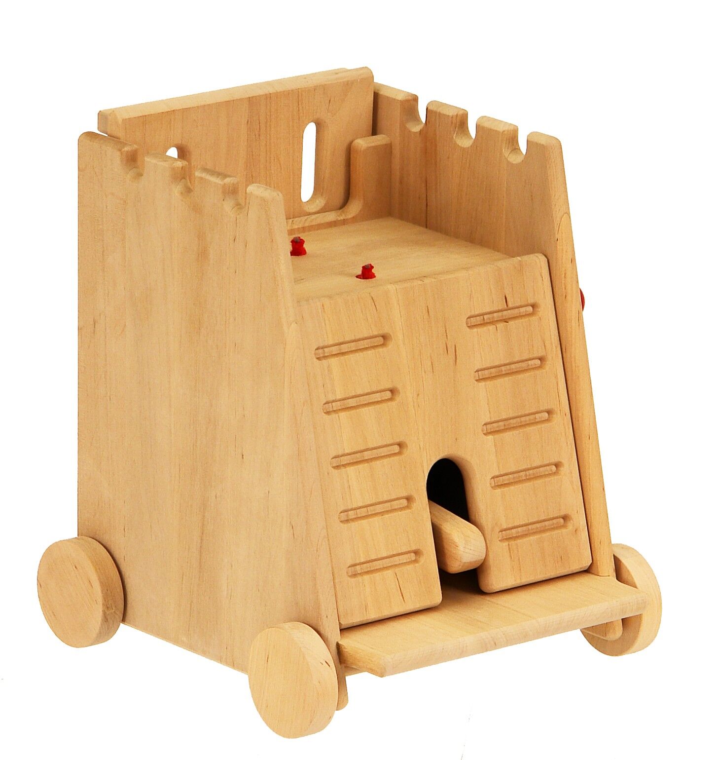 Holzspielzeug, Turm, Kastenspiel, Holzbaustein, Kugelrad, Rammbock für Ritterburg