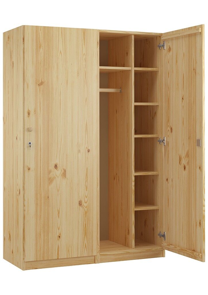 Kleiderschrank, Palettenholz, Massivholz, Schrank mit Türen, Regalboden, Kieferschrank-Kleiderschrank natur