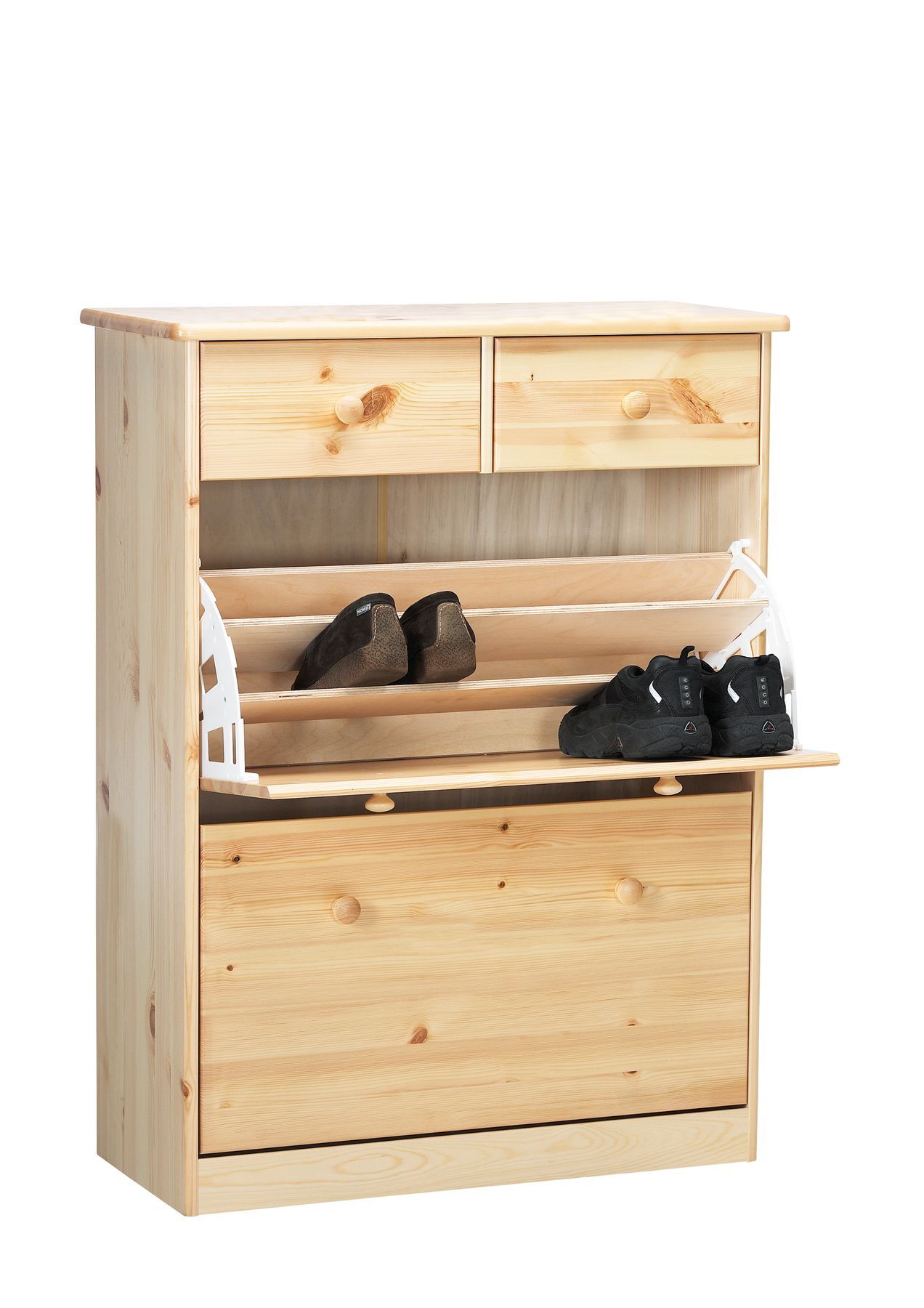 Schuhschrank, Schuhkipper, Holzschuhschrank, Schuhaufbewahrung, Holz-Möbel, Schuhkipper Kiefer natur