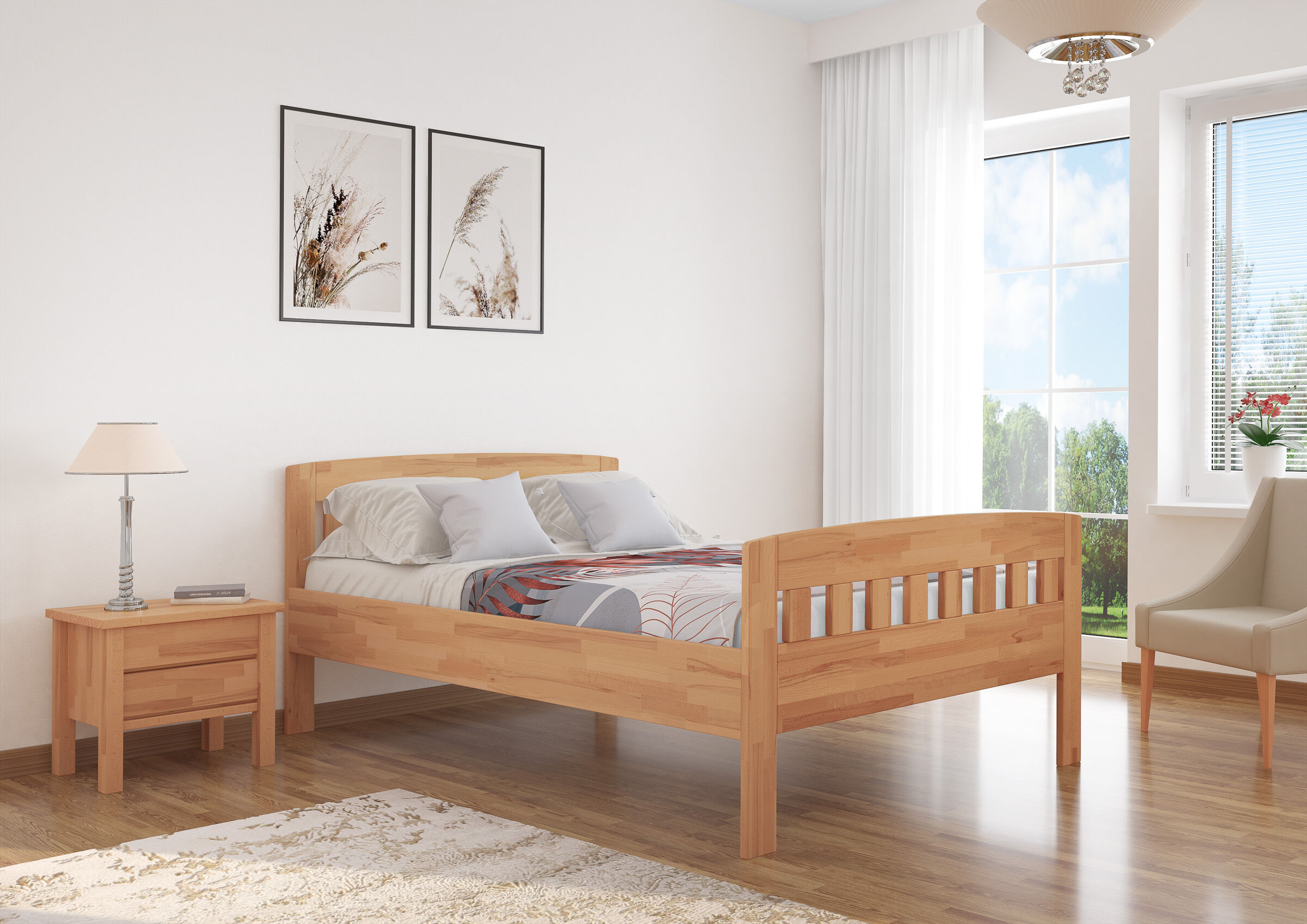 Tre varianti di solido letto classico 90x200 x adulti in Pino massello laccato V Tre varianti di solido letto classico 90x200 x adulti in Pino massello laccato V