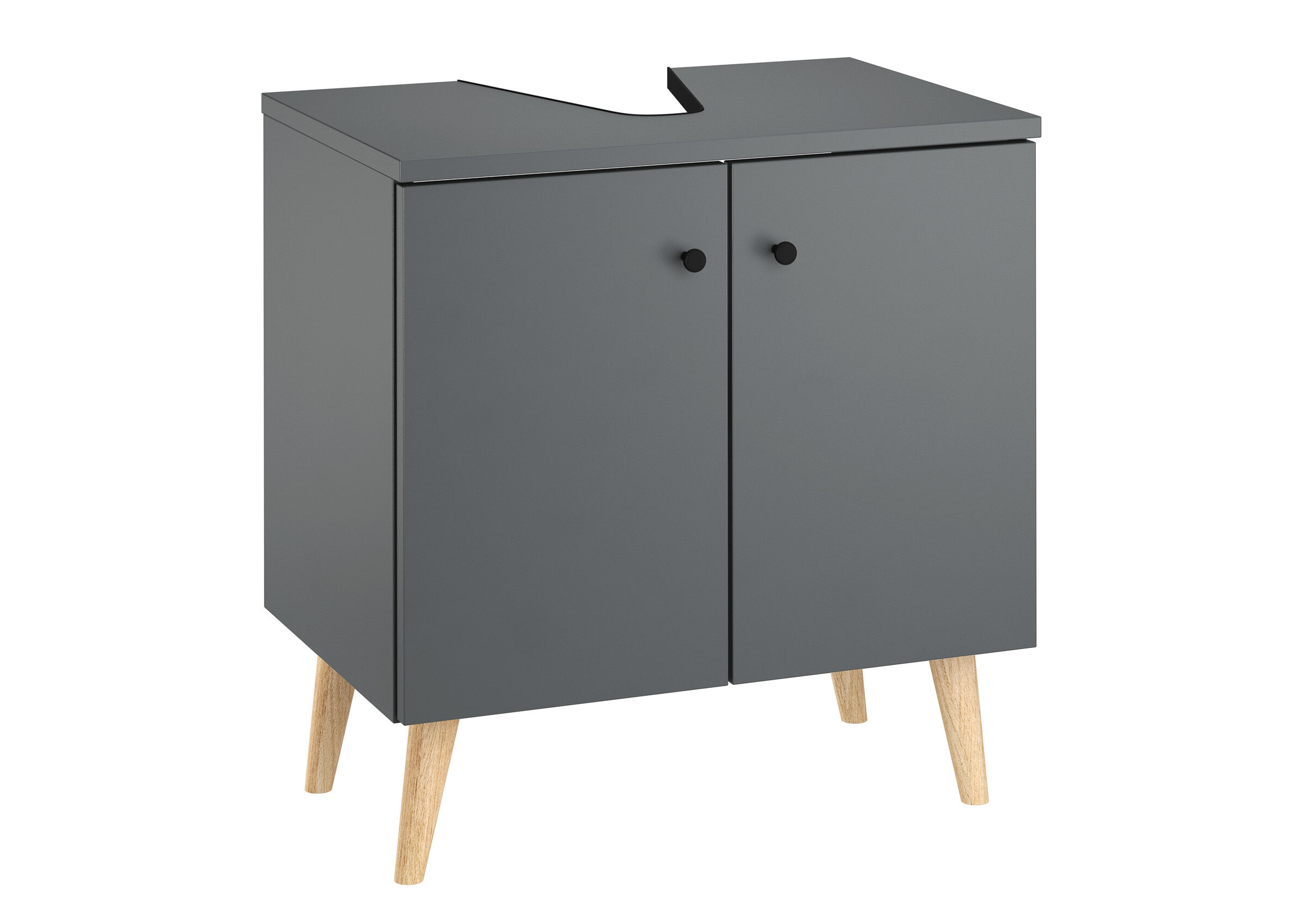 Küchenschrank, Sideboard, Schrank, Holzbeine, grau, Waschtisch mit Füße Bad grau
