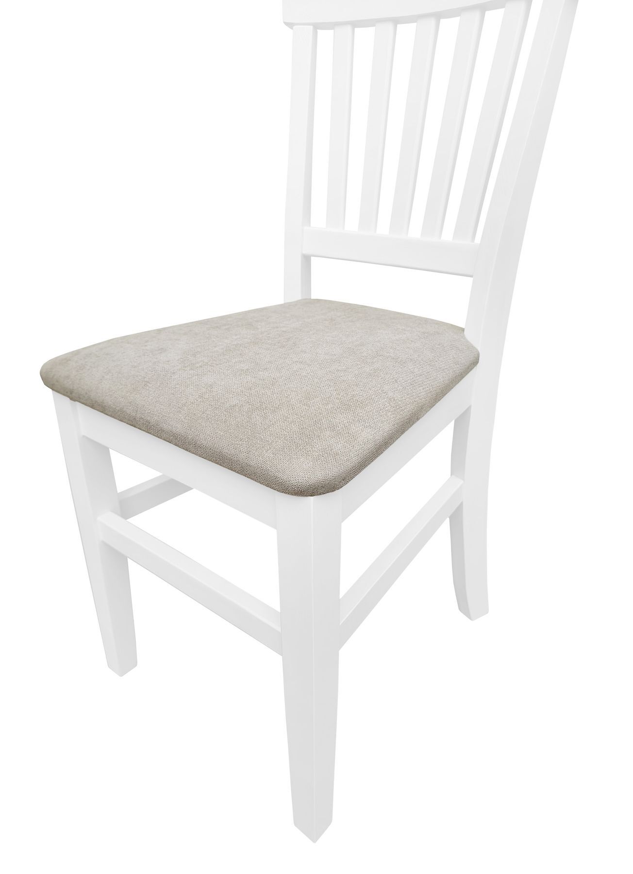 stuhl, holzstuhl, weißerstuhl, stuhl mit polster, beige sitzkissen, Esszimmerstuhl weiß mit beiger Sitzfläche