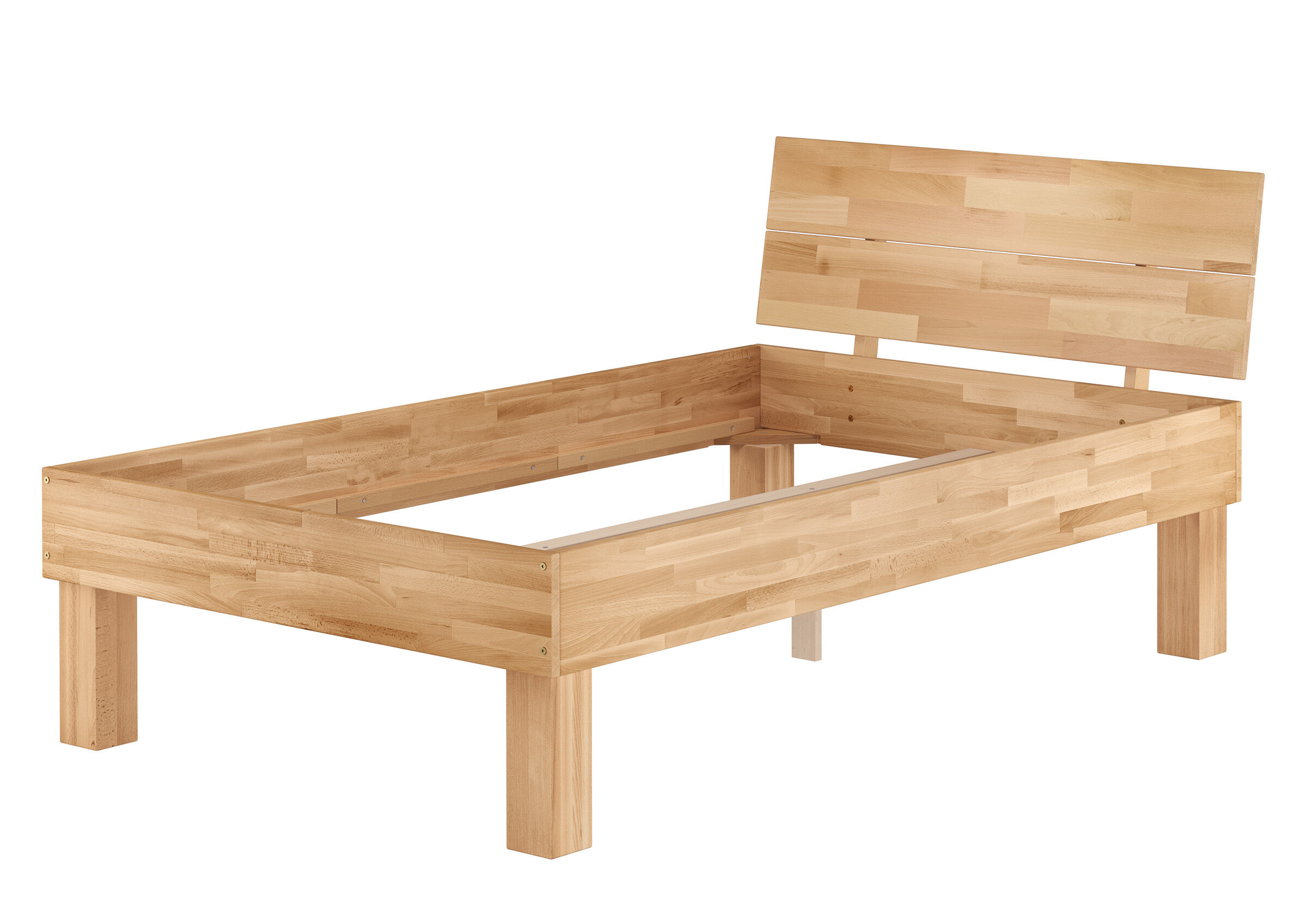 Holzbetten, Bettgestell, Holz, Lamellenbett, Holzlan, Robustes Vollholzbettrahmen 120x200 mit Kopflehne