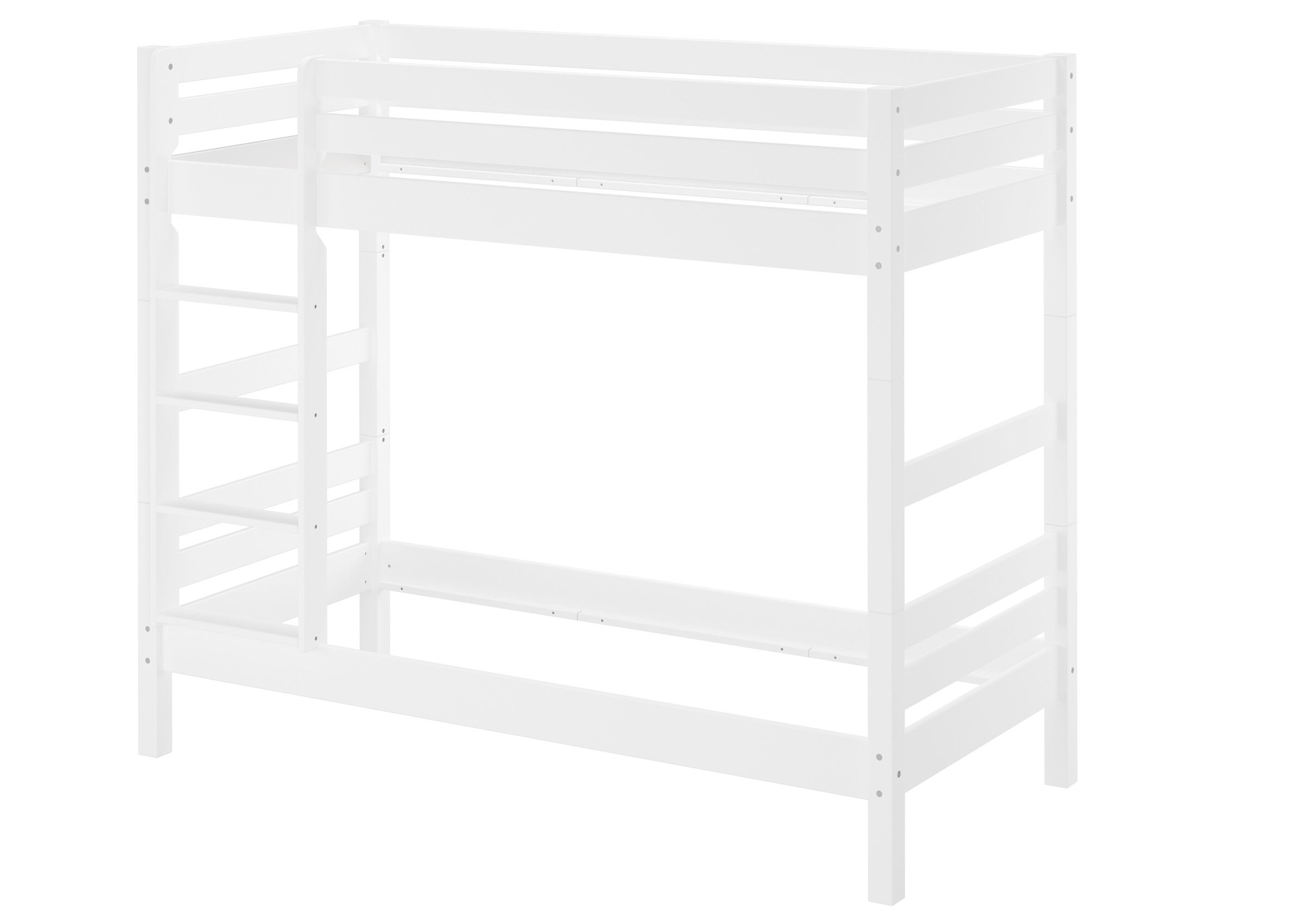 Kinderbett, Etagenbett, Holz, weiß, Kopf- und Fußteil, Echtholz-Stockbett 90x200 waschweiß