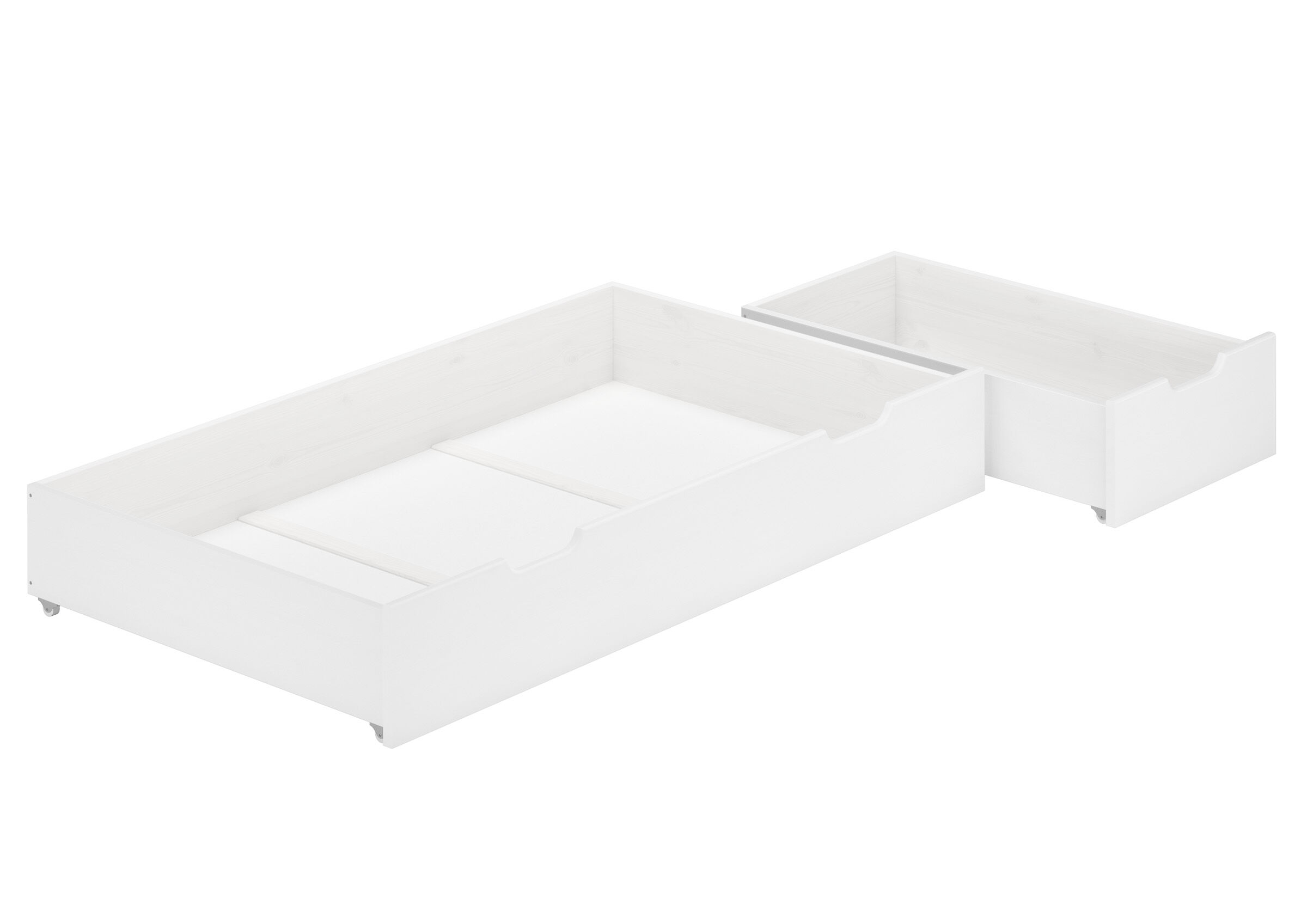 Küche Schublade, Ausziehbare Schublade, Konstruktionsholz, Weiß, Bedienungselement, 2 weiße Schubladen unter Bett
