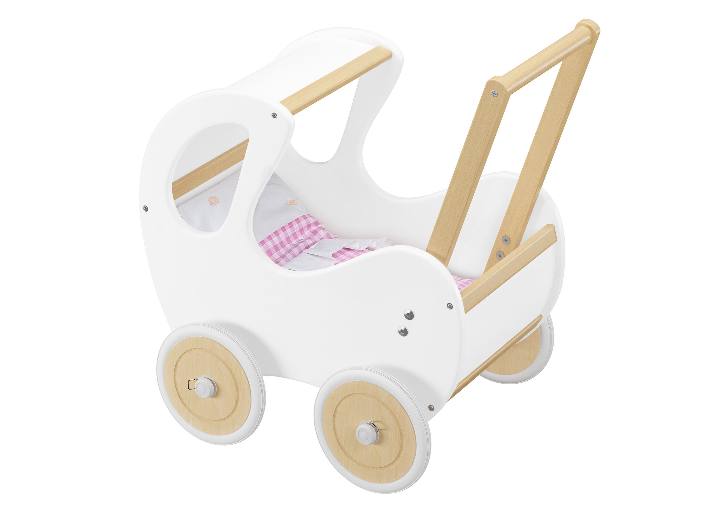 Kinderwagen, Wagen, Holz, Weiß, Räder, weißer Puppenwagen