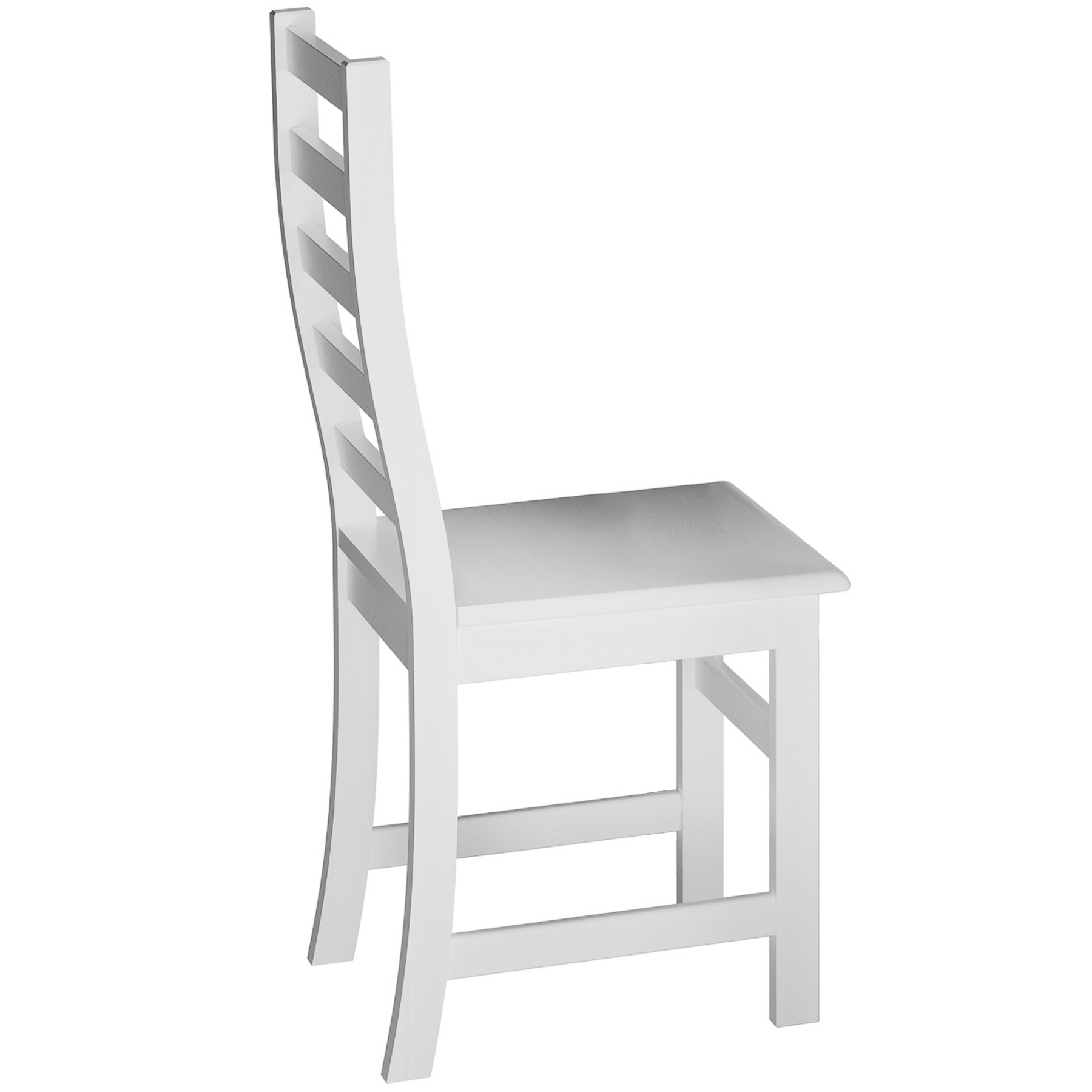 stuhl, esszimmerstuhl, weiße farbe, Holzstuhl, hochlehner, Stabiler Holzstuhl aus massiver Kiefer, Modell 21, klar lackiert, modernes Design - elegant geschwungene Lehne mit Querstreben