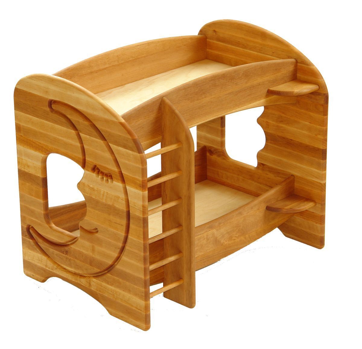 Holzspielzeug, Kinderstuhl, Kletter- und Rutschstuhl, Naturholz, grob geschliffen, Stockbett für Puppen