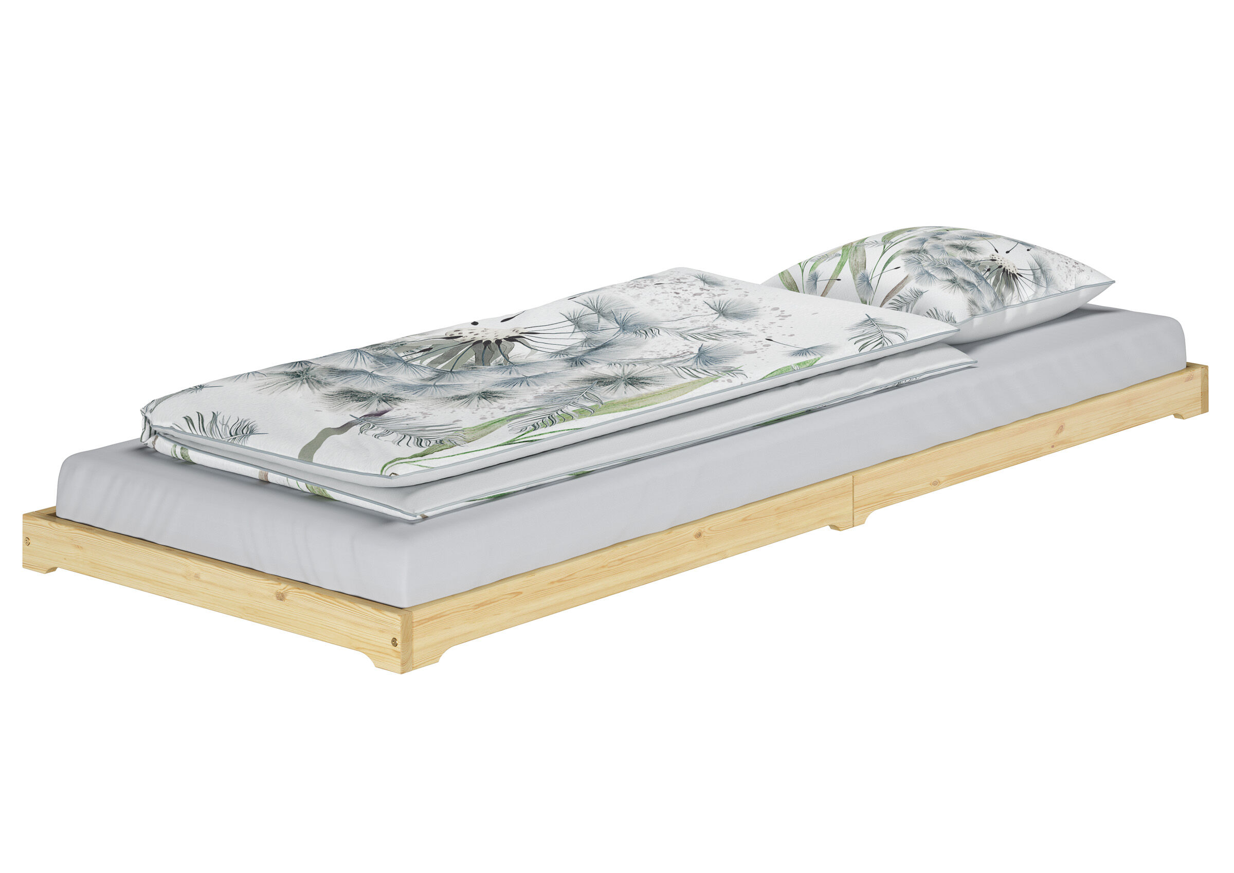 Breites Einzelbett 100x220 mit flacher Bettkante Moebel, Matratze, Bett, Stabiles Niederflurbett 100x220 in Überlänge
