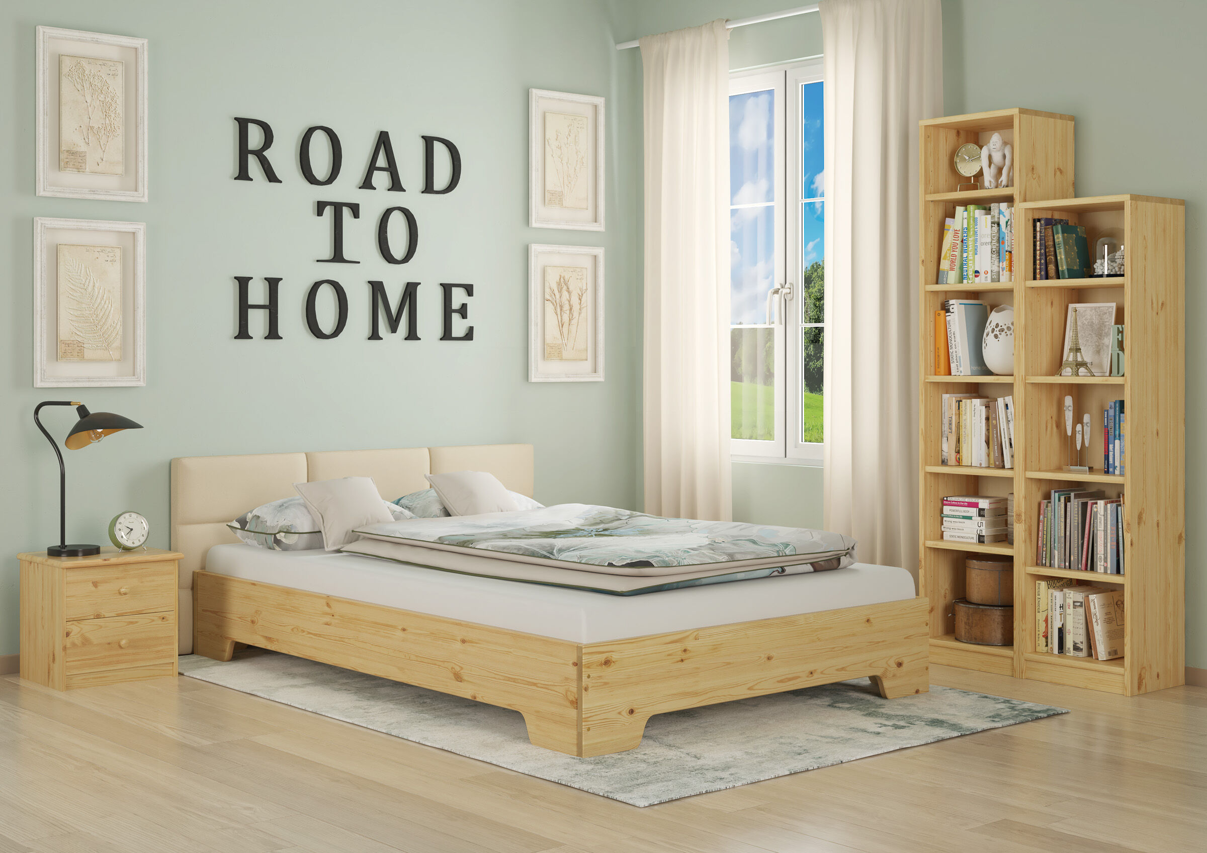 Innenarchitektur, Mobiliar, Dekoration für Zuhause, Bett, Schlafzimmer,