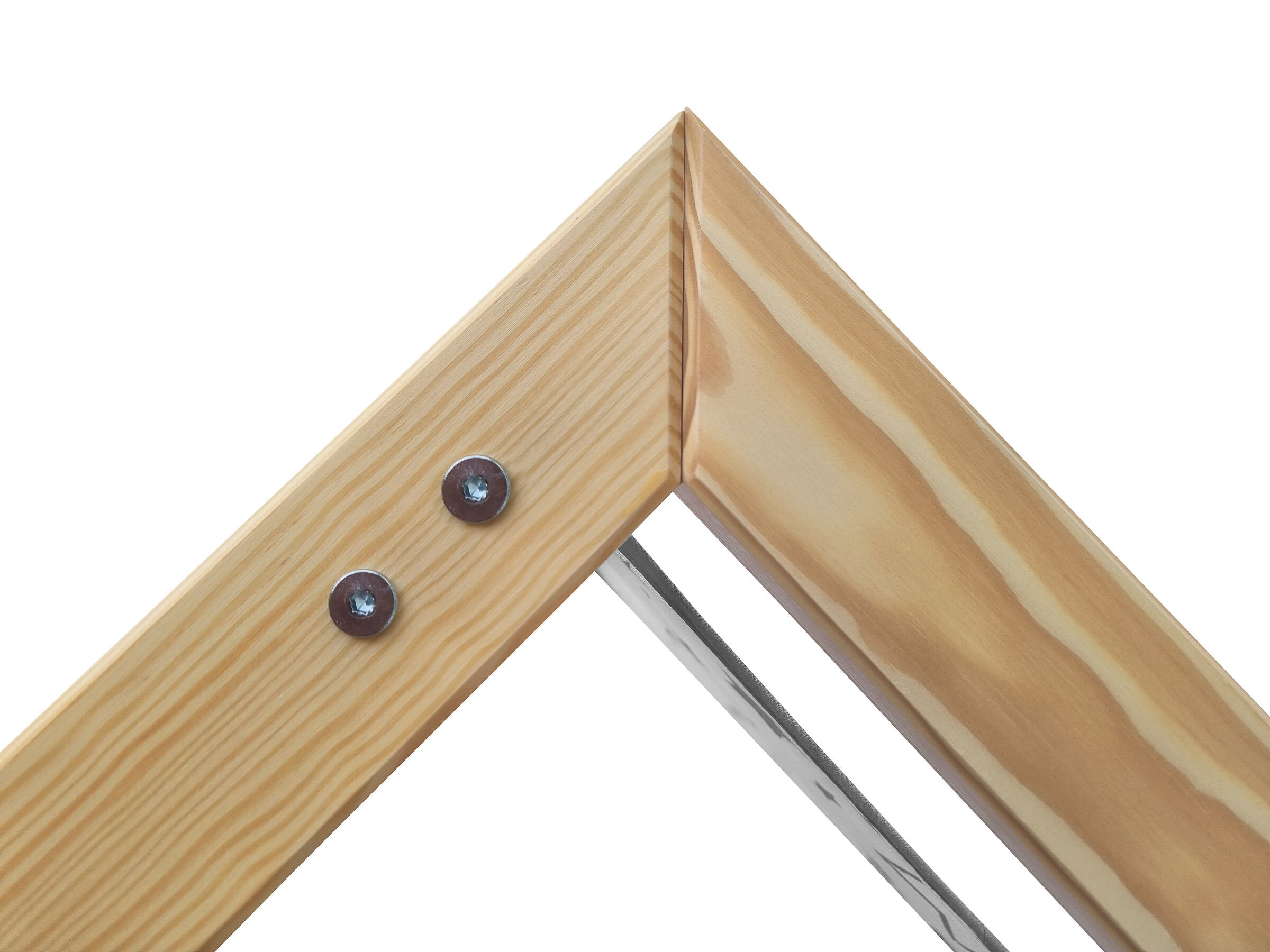 Holzrahmen, Dachhaken, Konstruktion, Holzleisten, Metallverstärkung, Verbindung am Eck Sternenbett
