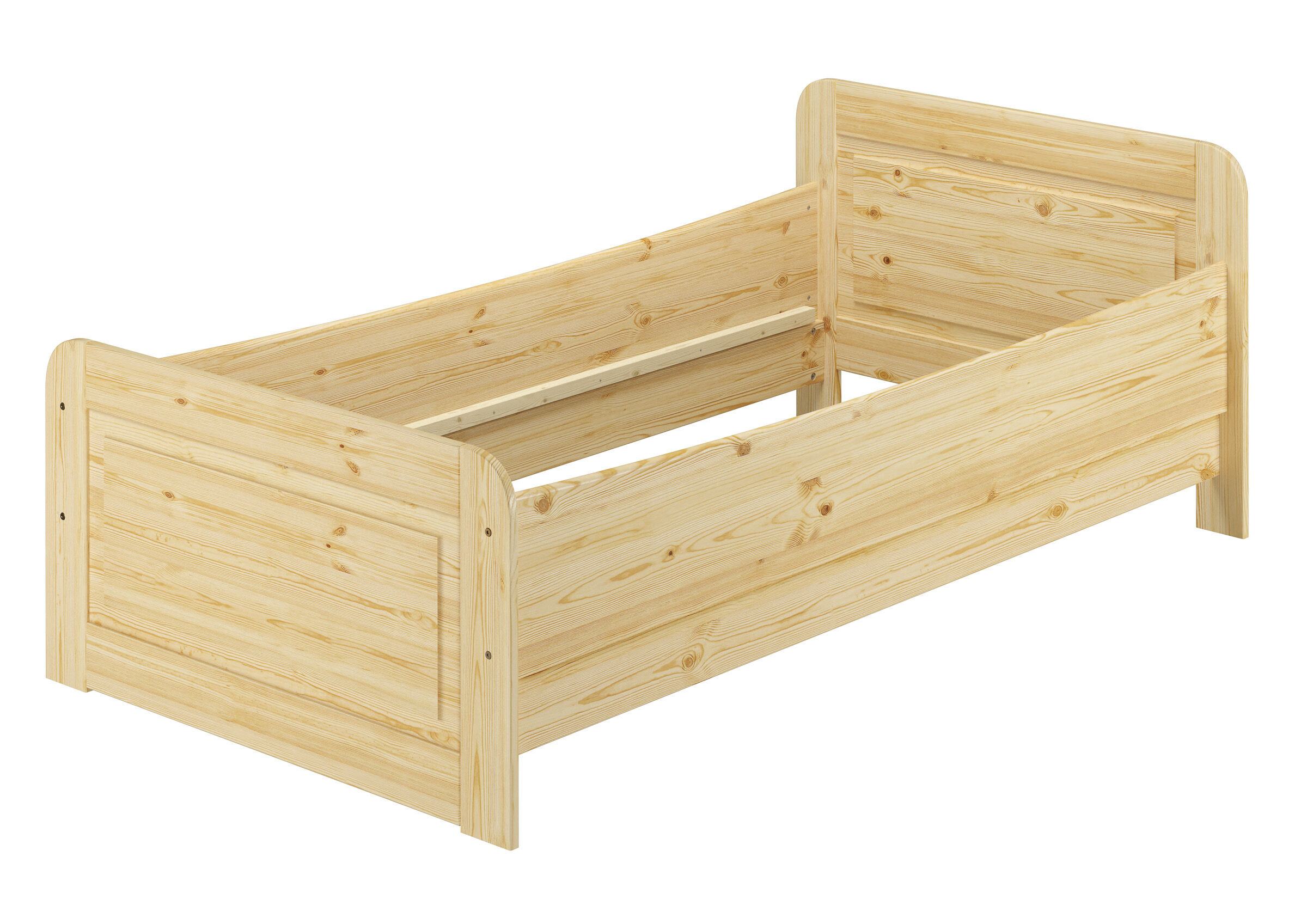 Holz Bett, Kinderbett, Holzlamellen?, Kiefernholz, Holzbett mit Seiten, Klassisches Holzbett 90x200 aus Kiefer