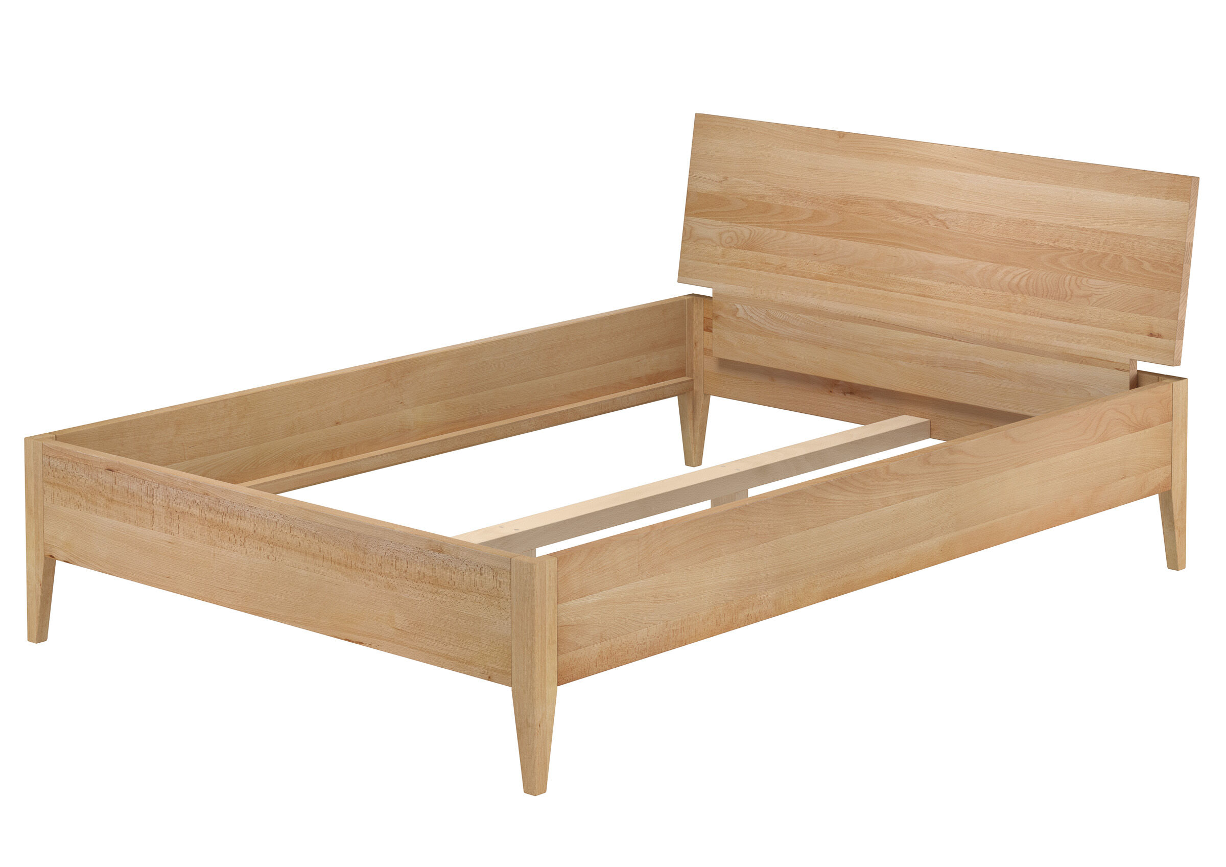 holzbett, Holzbett, Bettgestell, Massivholz, Kopfteil, Buchenholz-Doppelbett 140x200