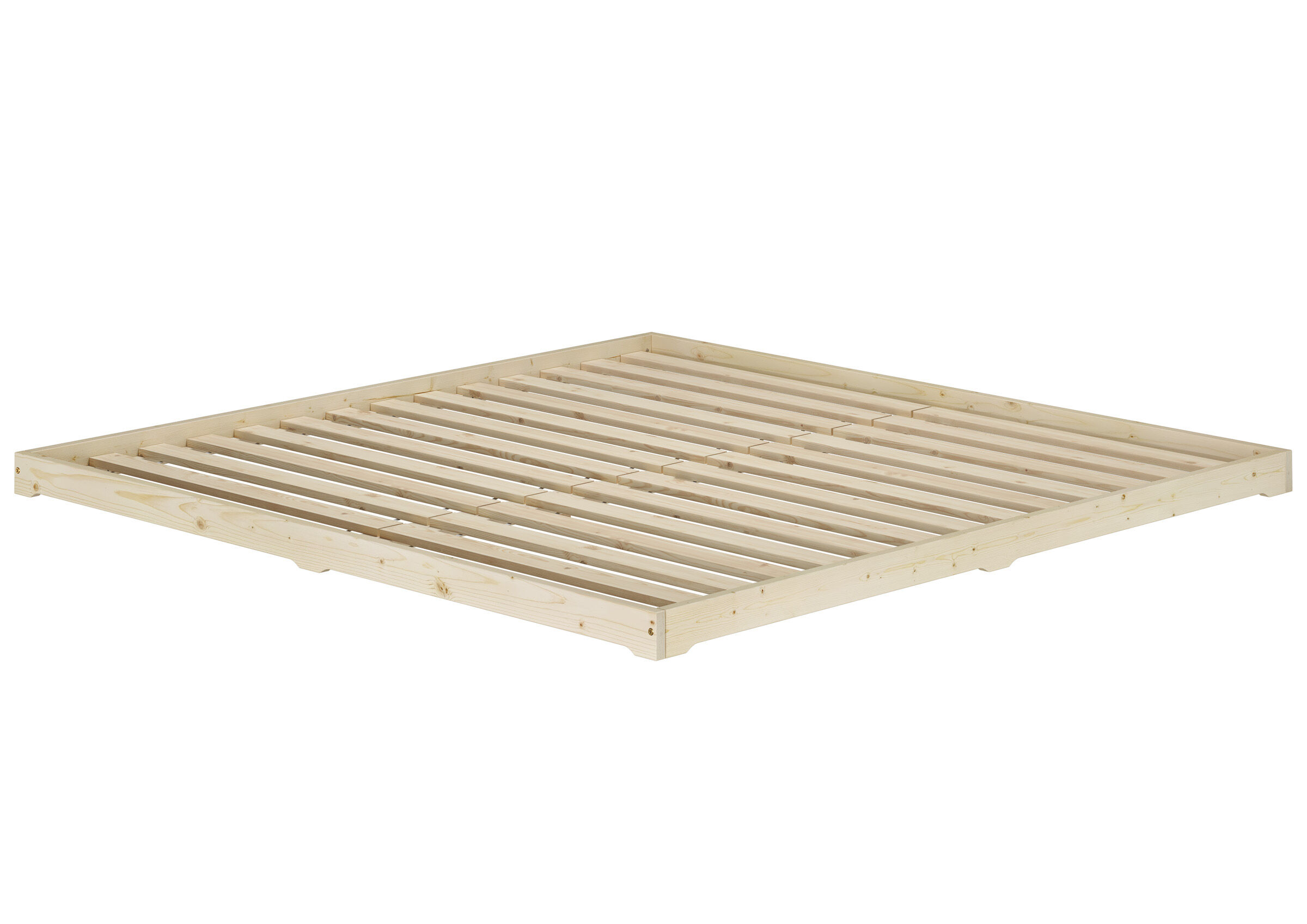 Holzbettgestell, Bettrahmen, Slatbed, Naturholz, Bettgestell 140x200, Niedrigflurbett unbehandelt 180x200 mit Rollrosten