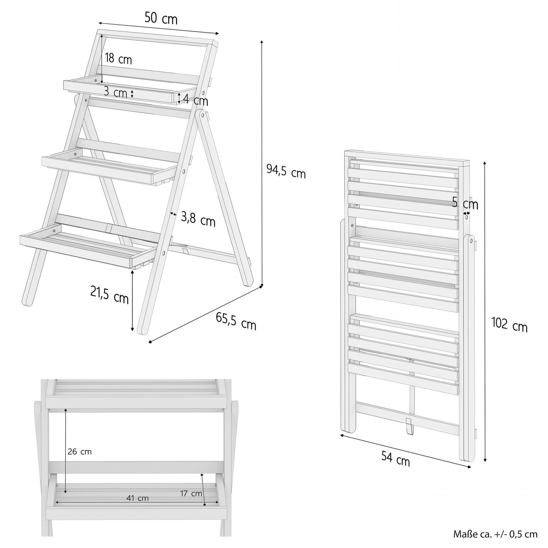 holzregal, stockwerk, trestle, holzleiter, auflagenkorb, Maßskizze des Planzenregals