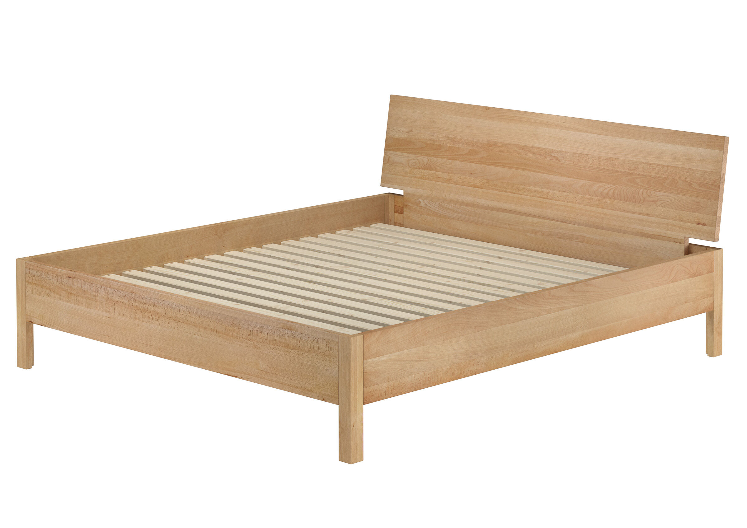 Bettrahmen, Holzbettrahmen, Lattenrost, Holzbett, Kopfteil, Doppelbett metallfrei
